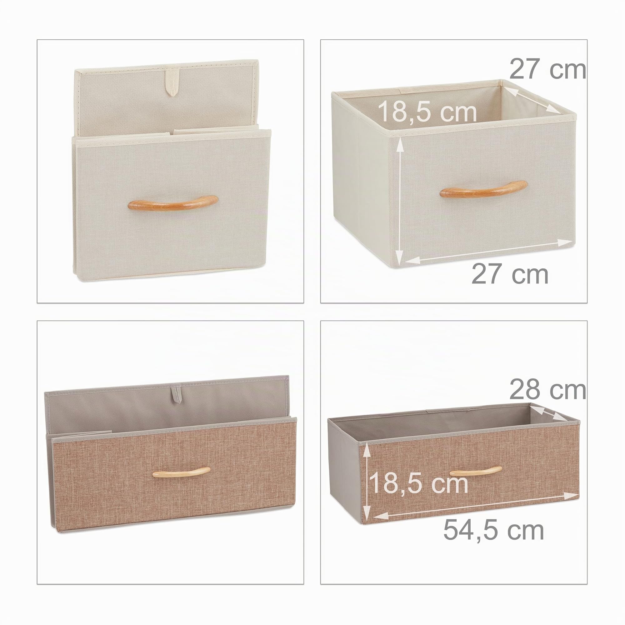 Relaxdays Mobiletto con Cassetti, 5 Tiretti Pieghevoli in Tessuto, Ripiano, HLP 58 x 87,5 x 31,5 cm, Marrone