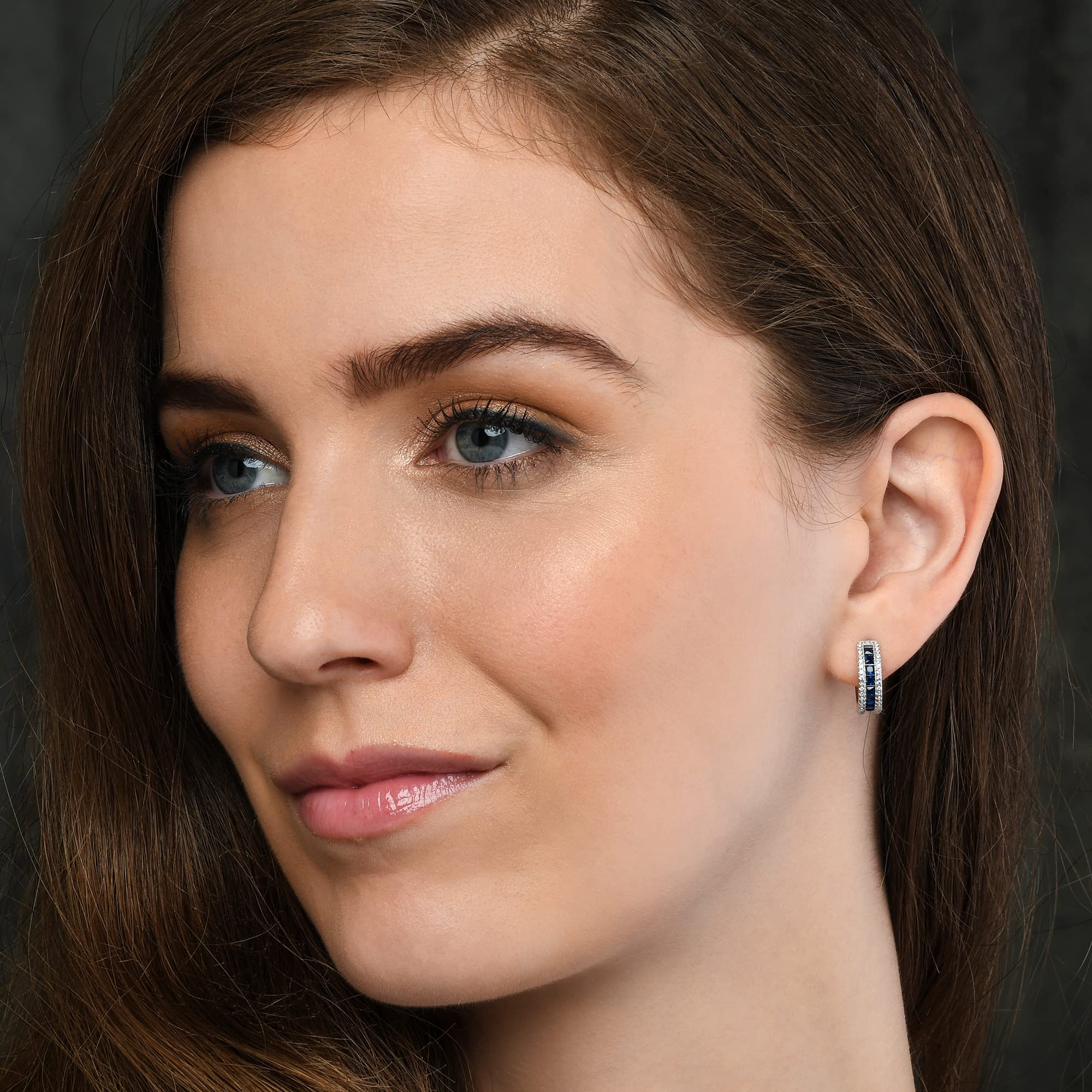 namana Pendientes de Aro de Plata de Ley 925 para Mujer con Piedras de Colores, Pendientes Aros de Colores de plata 925 Para Mujer y Chicas Adolescentes