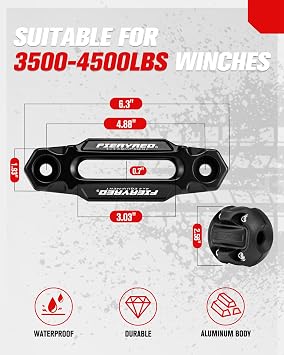 FIERYRED Winch Hawse Fairlead with Winch Cable Hook Stopper Kit,4-7/8 Inch Bolt Pattern Aluminum Fairlead for Synthetic Rope,Suitable for 3500-4500LBS ATV/UTV Winch