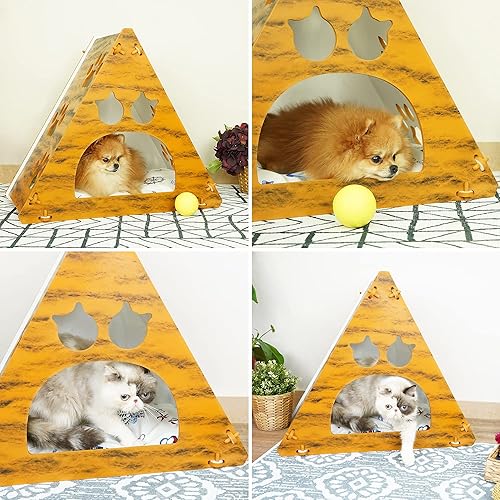 Miniatura 6 de SUSSEXHOME Pets - Cama para tienda de campaña para mascotas (13.3 x 20.0 x 24.0in, resistente a los arañazos, cubierta para gatos de interior, cama