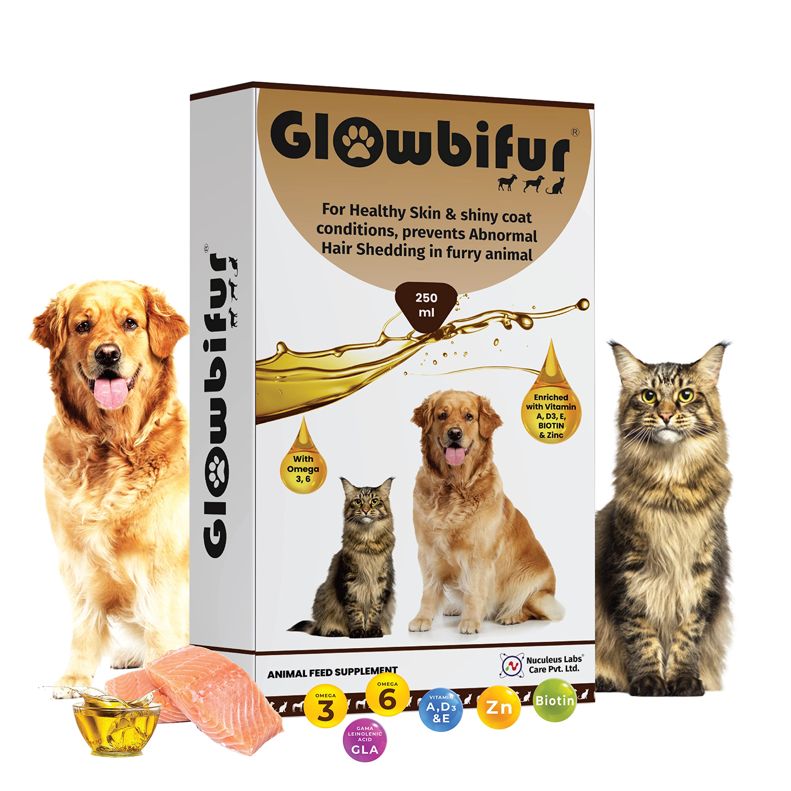 GLOWBIFUR Fish Oil Feed Supplement for Healthy Skin & Shiny Coat Conditions, Checks Abnormal Hair Shedding in Dogs and Cats Contains Omega 3,6 and Biotin (250 ml) (B0BR58L5W5) Amazon Price History, Amazon Price Tracker