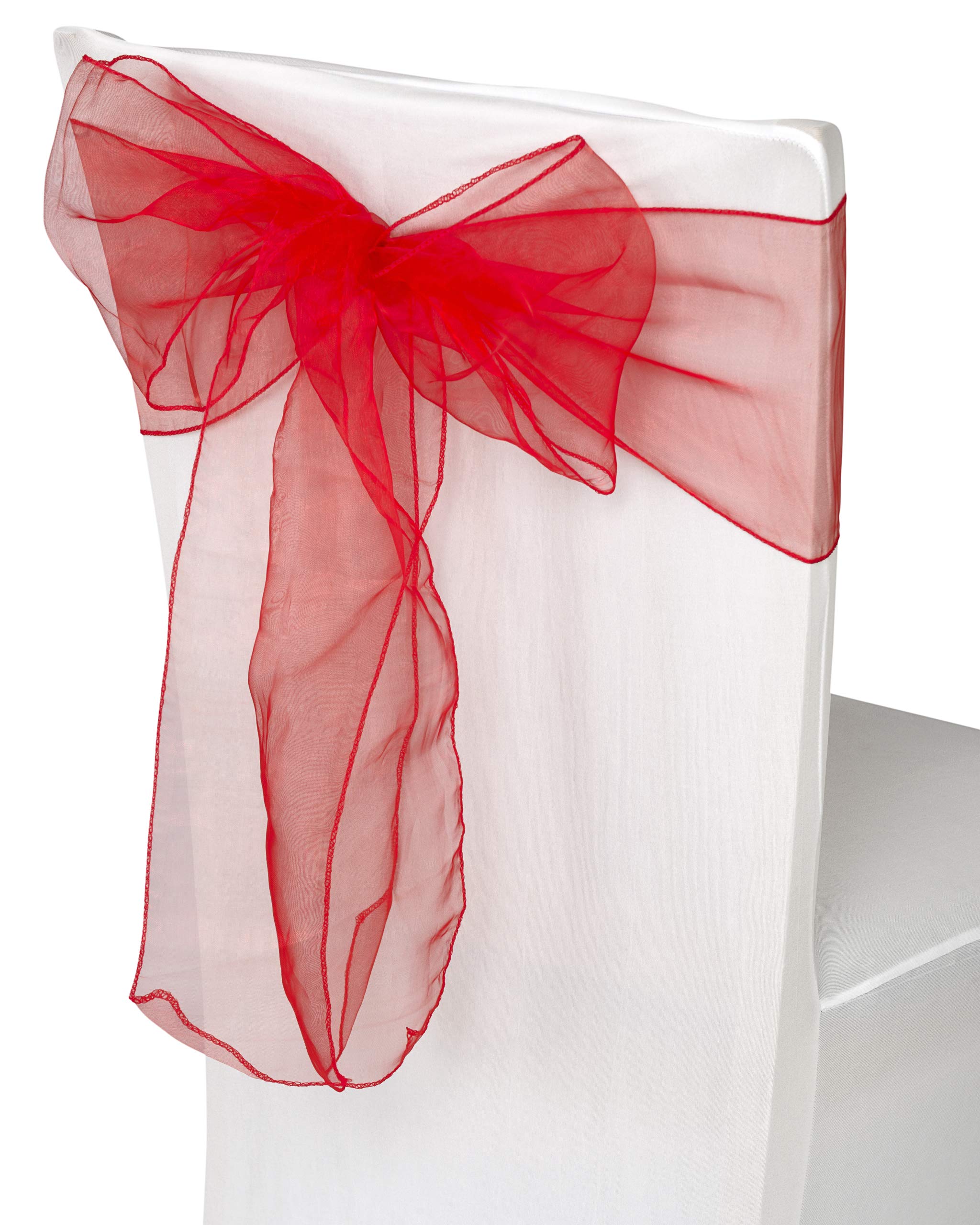 WedDecor Organza Cintos para Silla Fundas Fuller Lazo Listones en la Antigüedad Oro para Banquete, Cumpleaños,Anniverysary,Navidad Fiestas,Evento Decoración,17cm x 280cm - Rojo