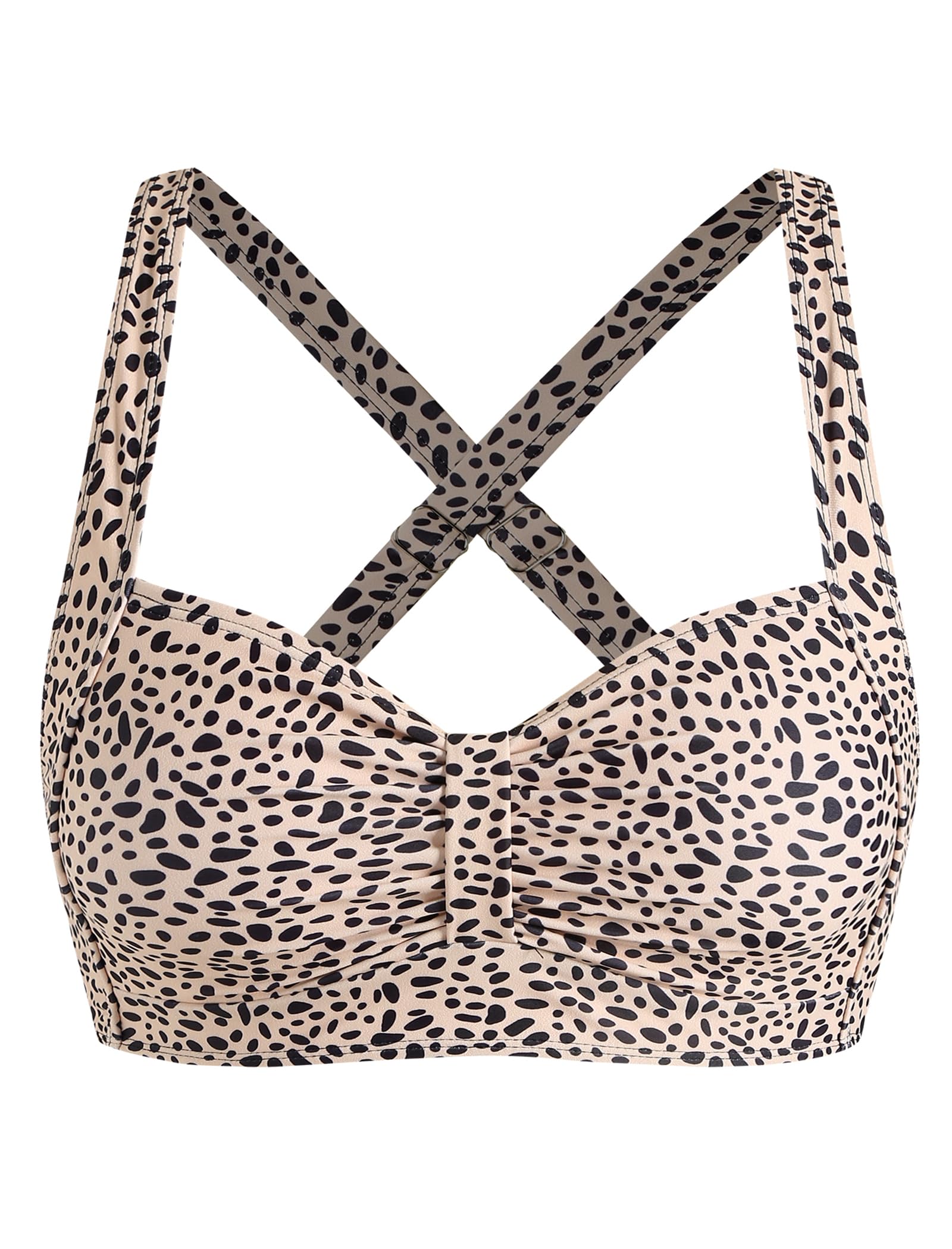 Women Bikini Top Only-Ruched Bra Padded Bathing Suit Top Cross Back Vintage Retro Bathing Suit Tops 2025-image-40