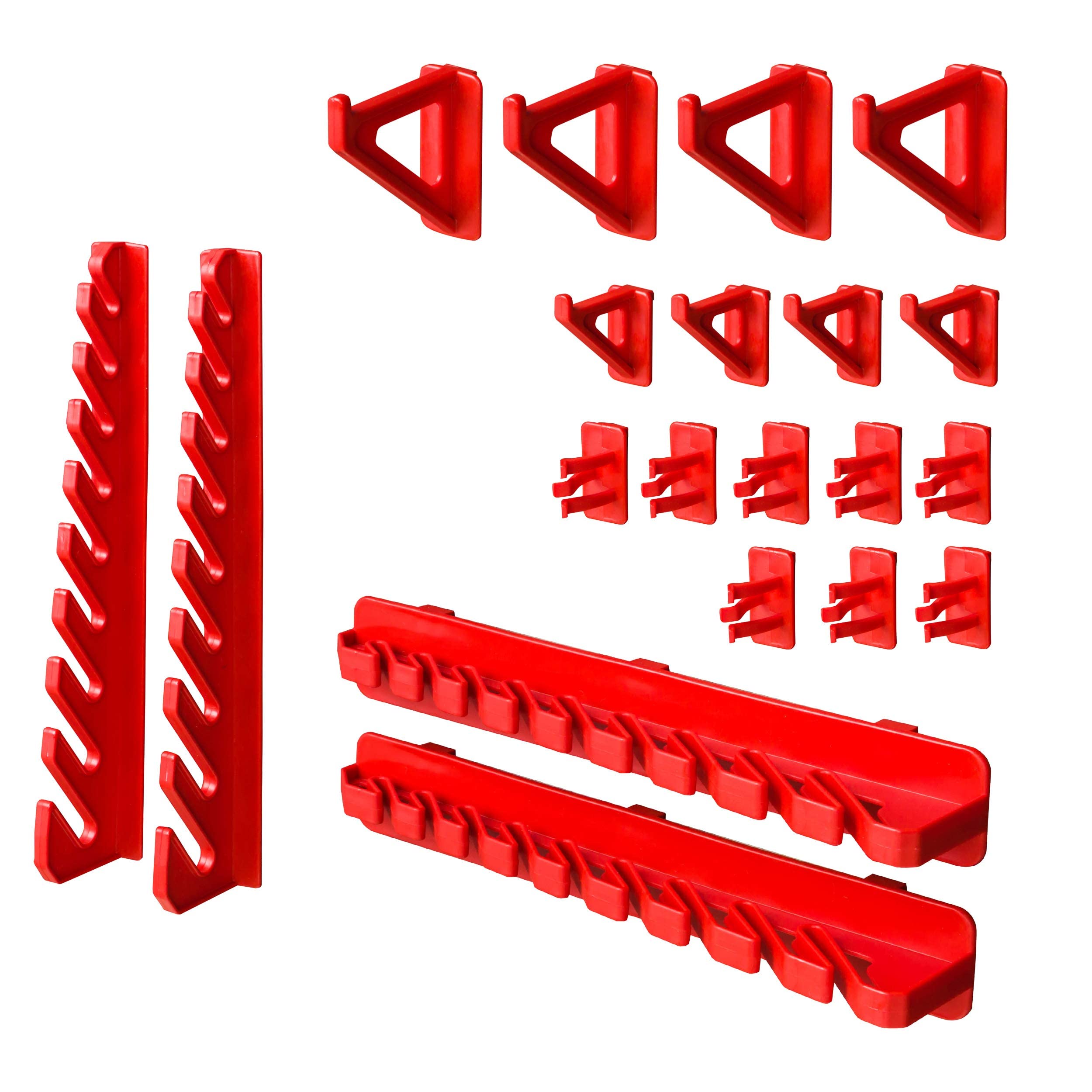 botle Scaffalatura da Parete, Supporto per Attrezzi, Scatole di Plastica Impilabili, Scaffali a Vista per Magazzini e Officina, Pannelli da Parete Extra Forti, Espandibili (Rosso 4)