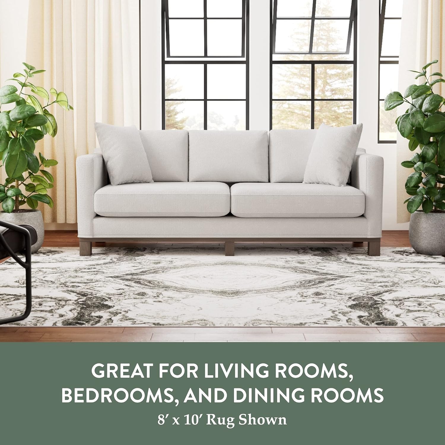 Edenbrook Area Rugs for Living Room - Gray Area Rug -Marble Rug - Low Pile for High Traffic Areas, 2x3 Rug