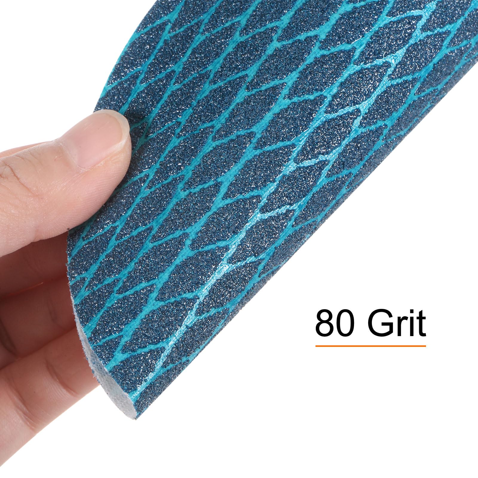 sourcing map 70uds Diamante Forma Lijado Discos 6 Pulgadas 80 Grano Gancho y Bucle Azul Rombo Lija Papel Pescado Escama Lijadora Acabado Discos, Húmedo y Seco Pulido