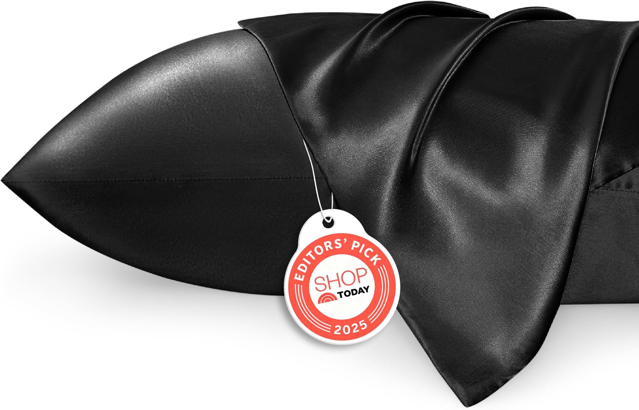 Bedsure Satin Pillowcase 2 Pack Similar to Silk Pillow Cases Standard Size, Pillow Case for Sleeping Women with Envelope Closure, Gifts for Women Men, Black, 20x26 Inches, 2pcs