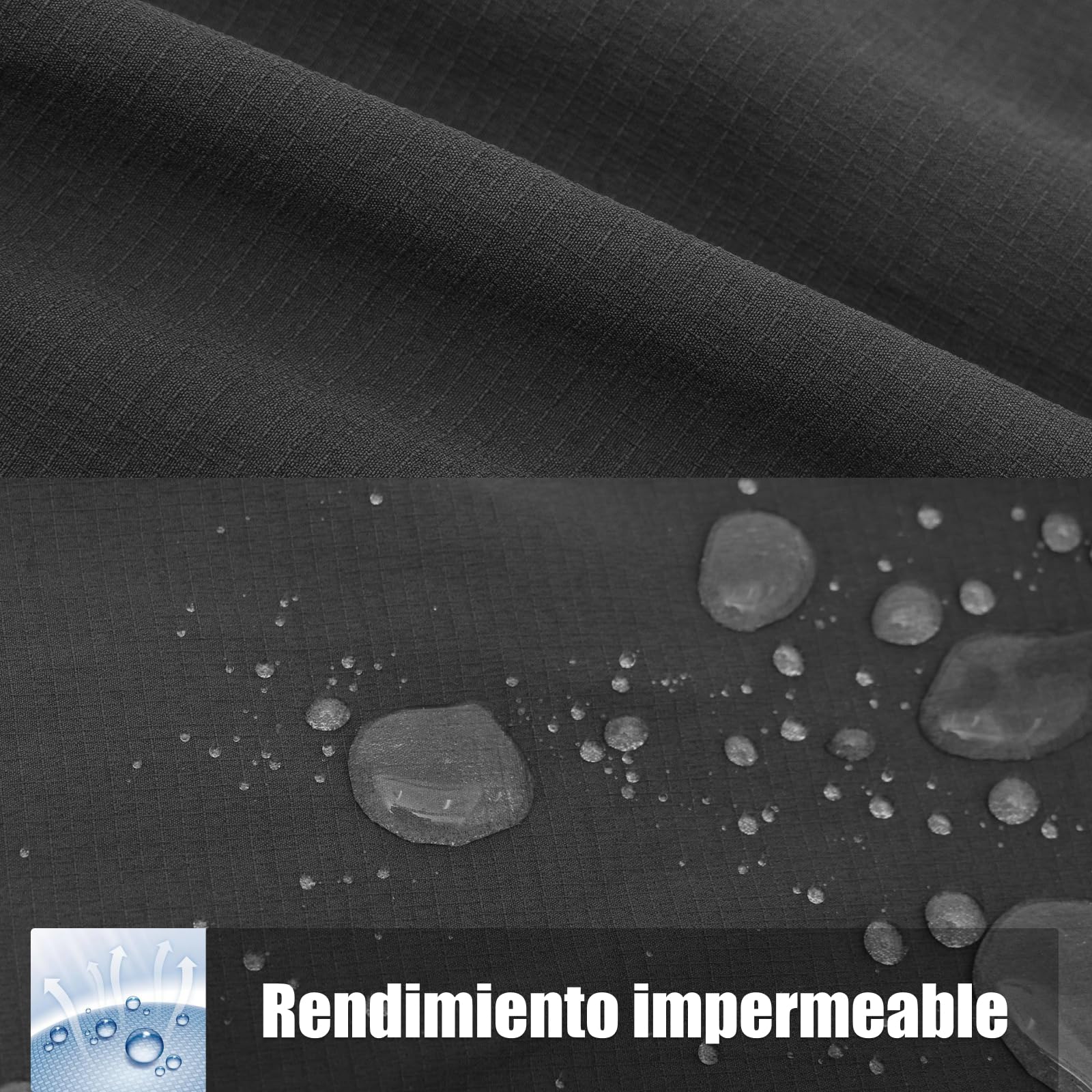 WORK IDEA Pantalón Impermeable Hombre para Senderismo, Softshell Elástico Transpirable y Suave, Pantalón de Trekking, Montañismo y Ocio