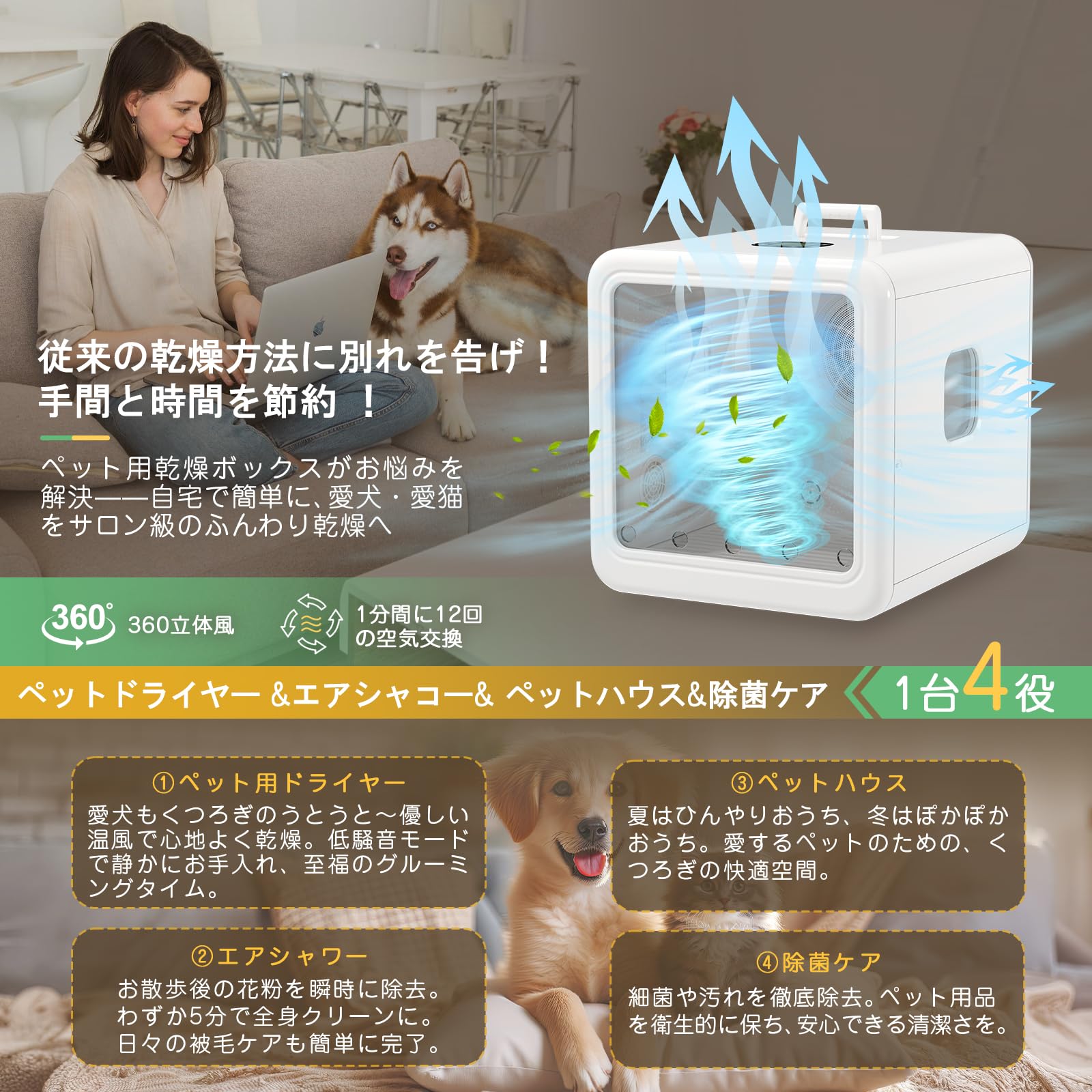 Amazon.co.jp: ペットドライルーム 犬 猫 兼用 ドライヤー ボックス