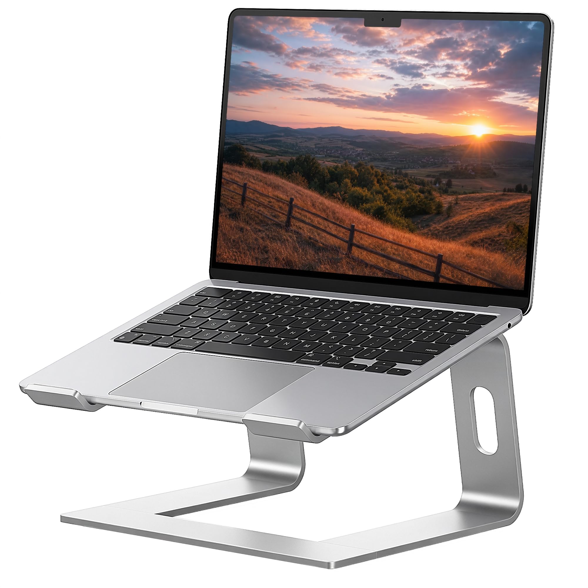 SOUNDANCE Laptop Stand, Aluminum Ergonomic Desk Riser, 10-15.6", Silver