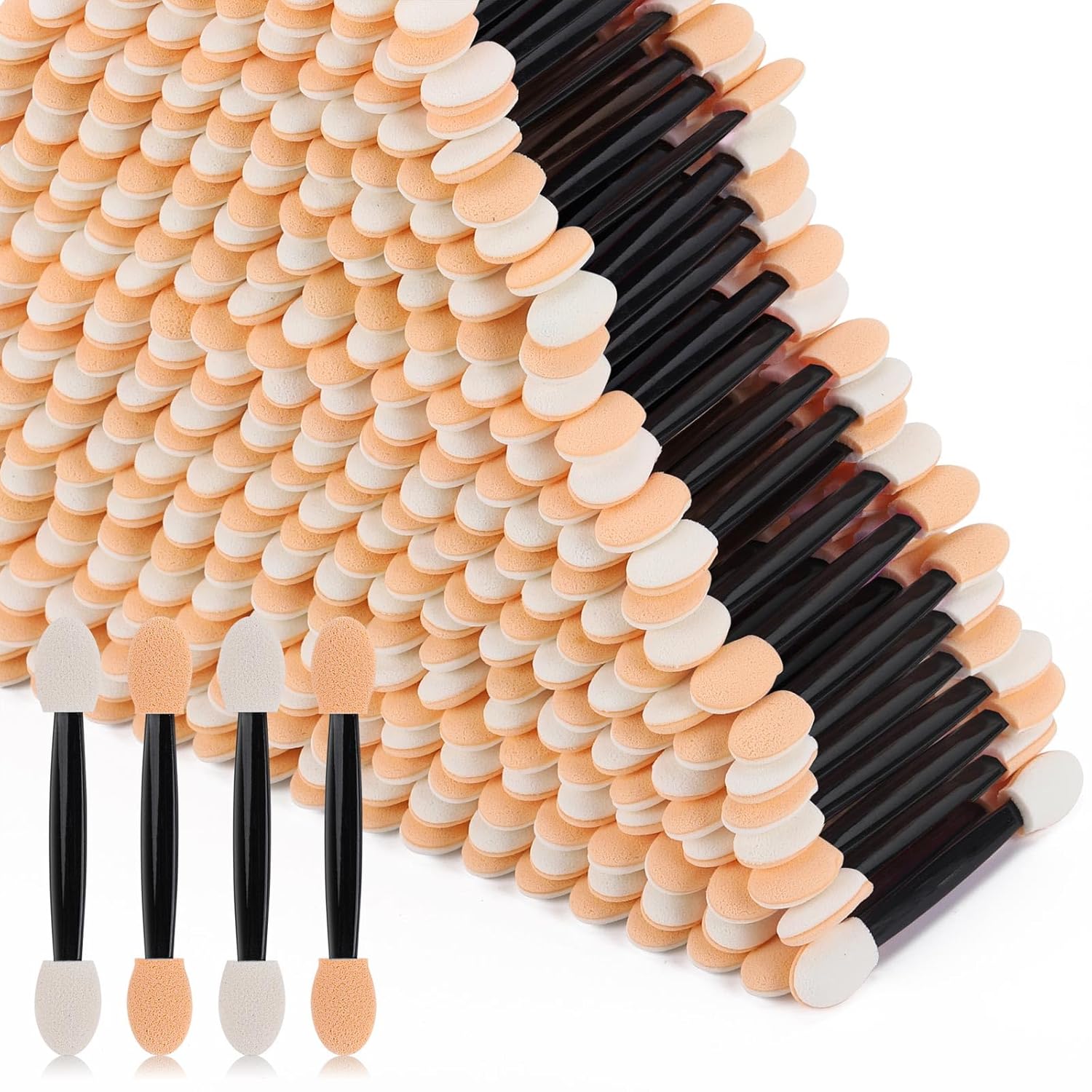 1000 Eye Shadow Applicator Disposable Foam Makeup Brush Sponge Tipped Oval Eyeshadow Applicators Dual Sides Black