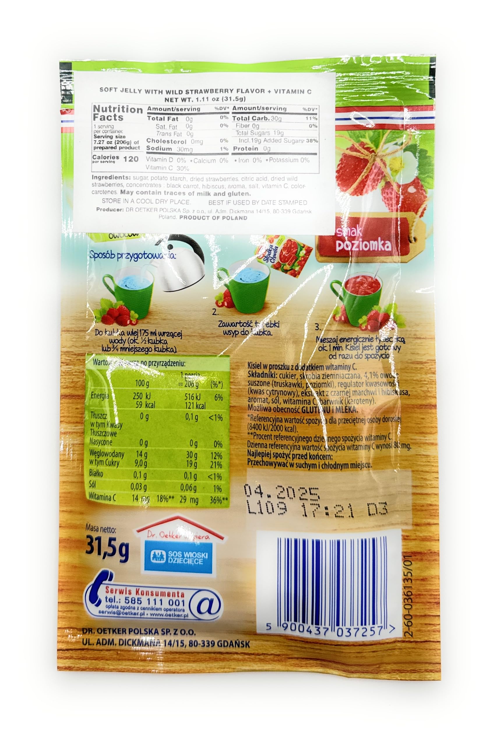 Dr Oetker Slodka Chwila Kisiel Wild Strawberry Lot de 5 paquets de 5 x 31,5 g