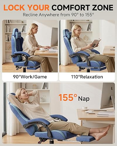 Miniatura 5 de GTPLAYER Silla de Juego con Reposapiés, Silla de Juego de Computadora para Adultos y Niños, Silla Gamer con Altura Ajustable con Reclinación de