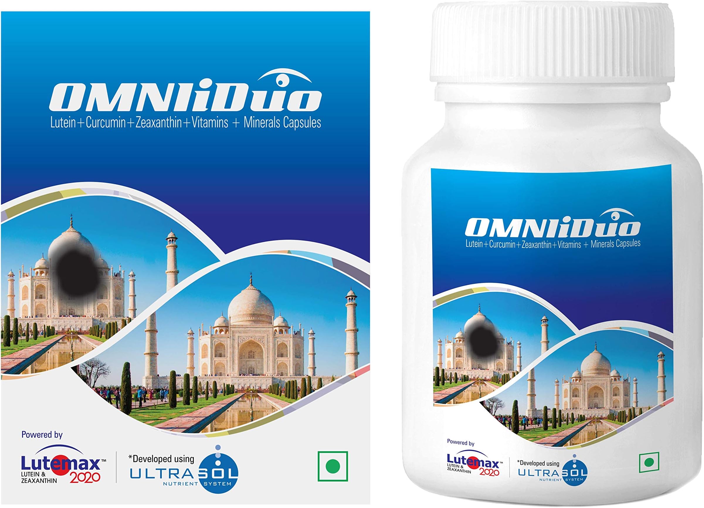 OMNIiDuo- Veg Capsules for Eyes and Vision with Lutein, Zeaxanthin and Curcumin by OmniWellness