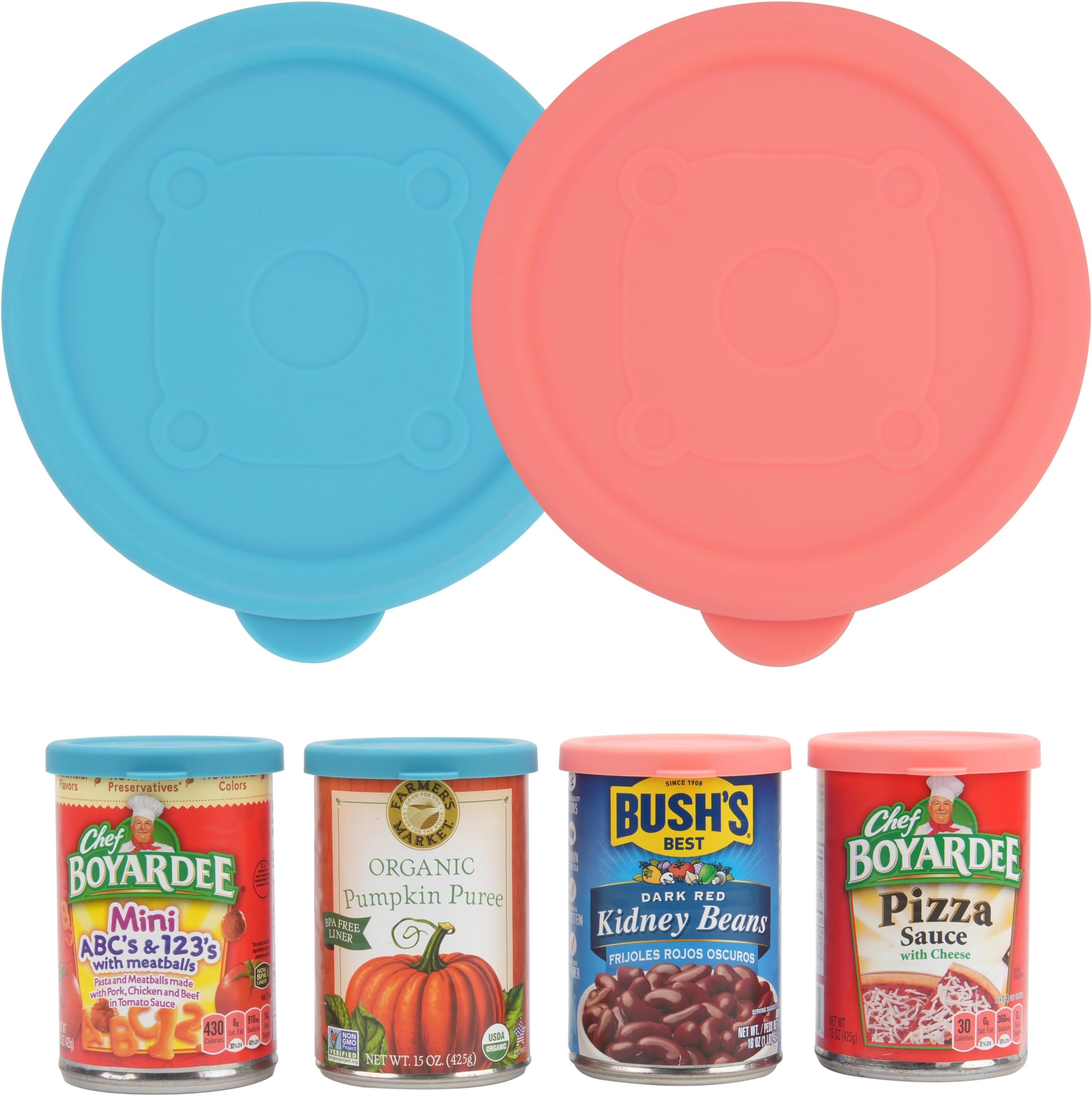 2PCs 3-inch Silicone Can Lids for Chef Boyardee | Van Camp's | Goya | Bush's Best | Farmer's Market Can, Can Covers for Canned Goods, Food Storage Cover, Freezer Dishwasher Safe (Can NOT Included)