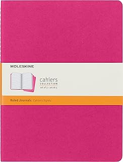 Moleskine, Cahier Journal Cuaderno de Notas, Set de 3 Cuadernos con Páginas, Tapa de Cartón y Cosido de Algodón Visible, Color Rosa Cinética, Extra Grande