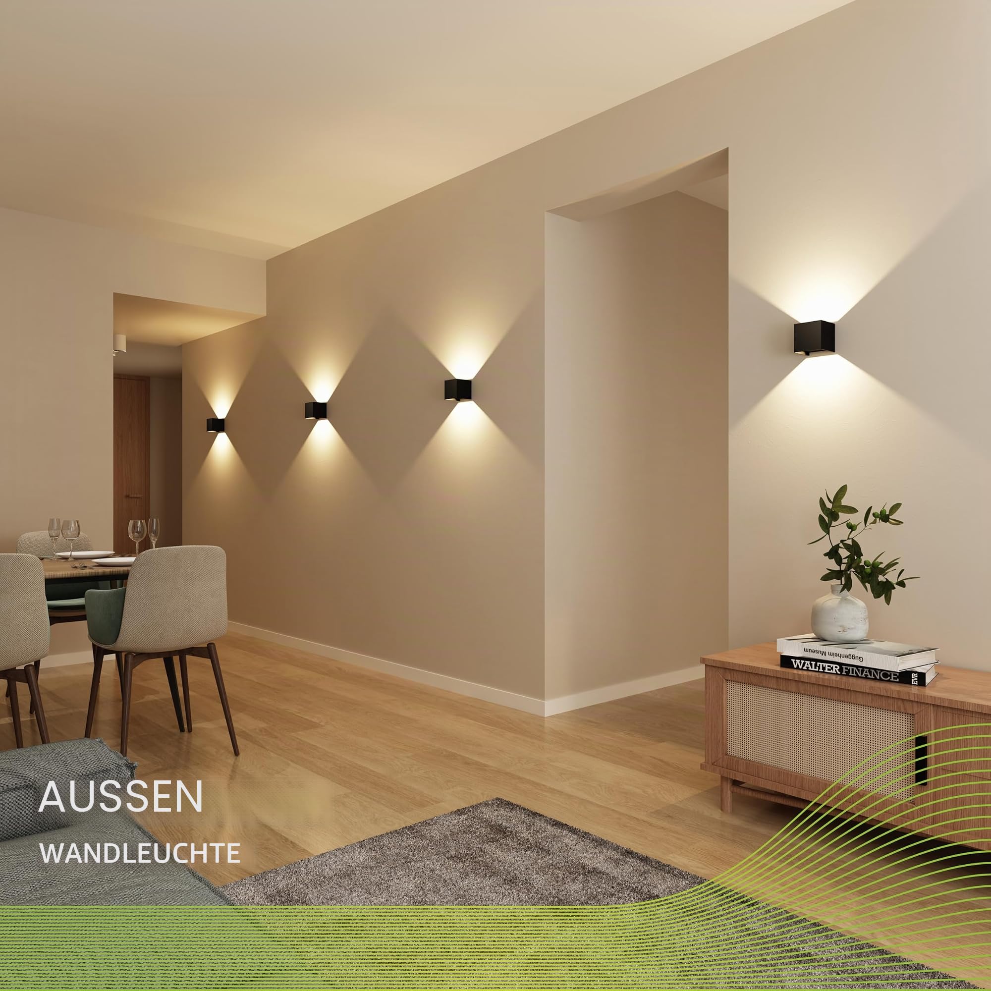CALEX Smart Outdoor LED Wandleuchte, Up & Down, RGB-Farben & kalt- bis warmweiß Licht, dimmbar, integriertes LED-Modul, wasserdicht, App- & Sprachsteuerung, Schwarz, 2er Pack
