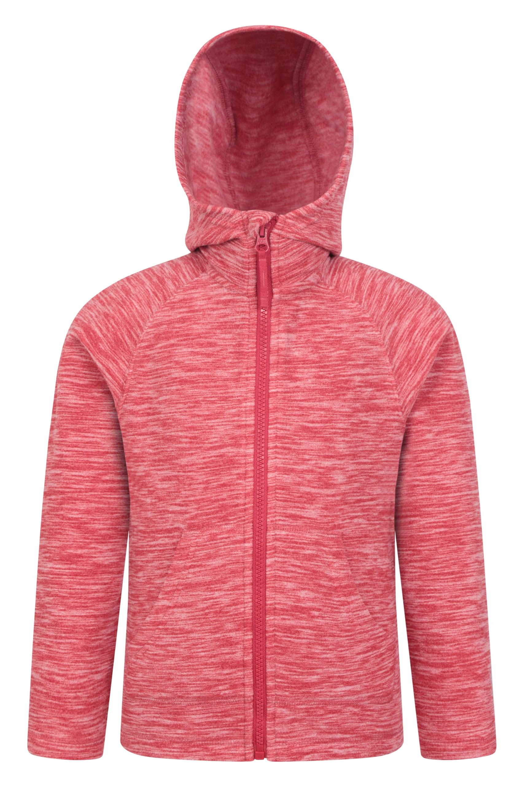 Mountain Warehouse Snowdonia II Kids Hoodie - Full-zip Microfleece Top with Front Pockets, For Boys & Girls - Best for Spring Summer, Camping, Outdoors & Hiking Red Kids Size 9-10 Years