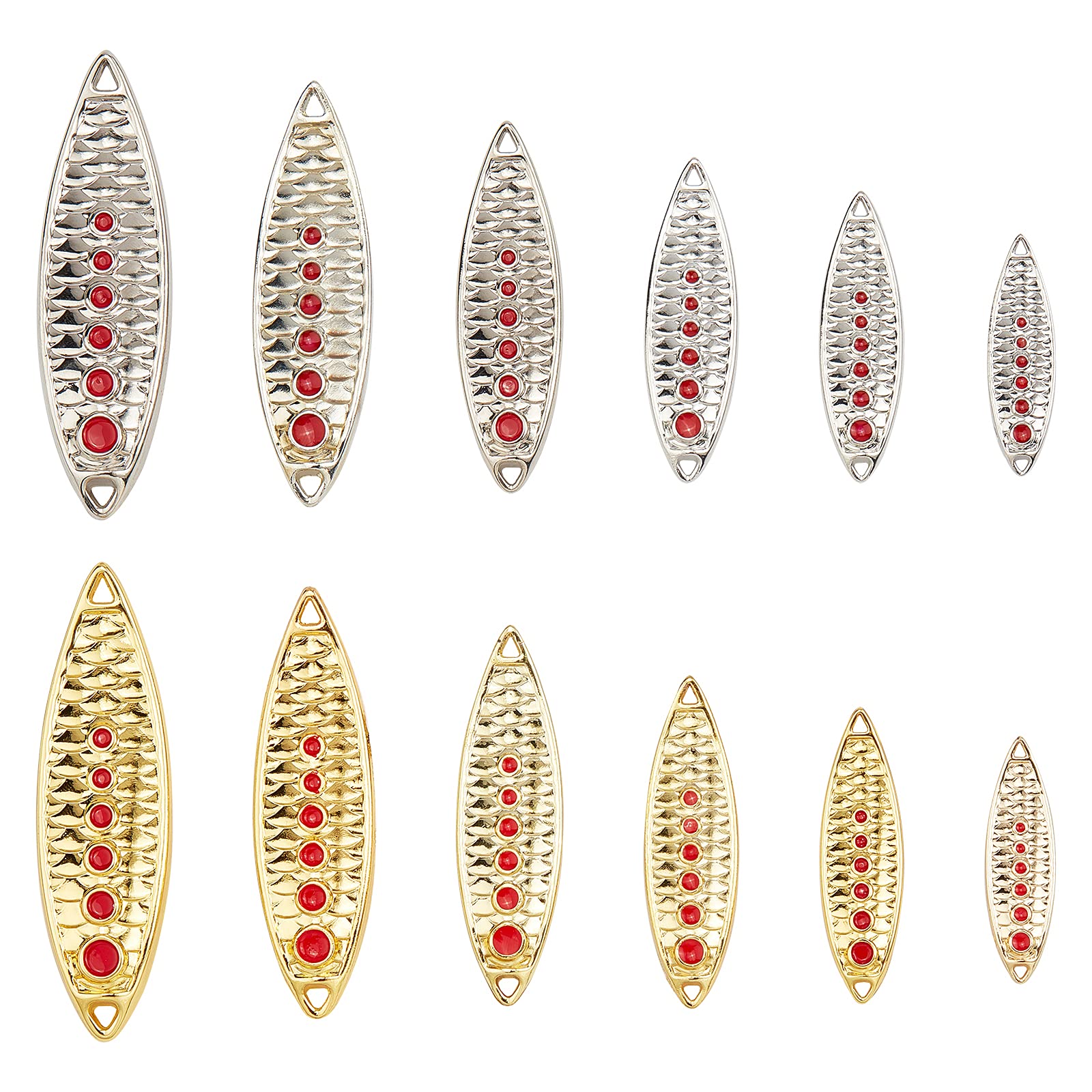 SUPERFINDINGS 12pcs Zinc Alloy Fishing Bait Jig Head Spoon Lure 6 Styles Artificial Fishing Lure Fishing Accessories for Freshwater Saltwater Fishing