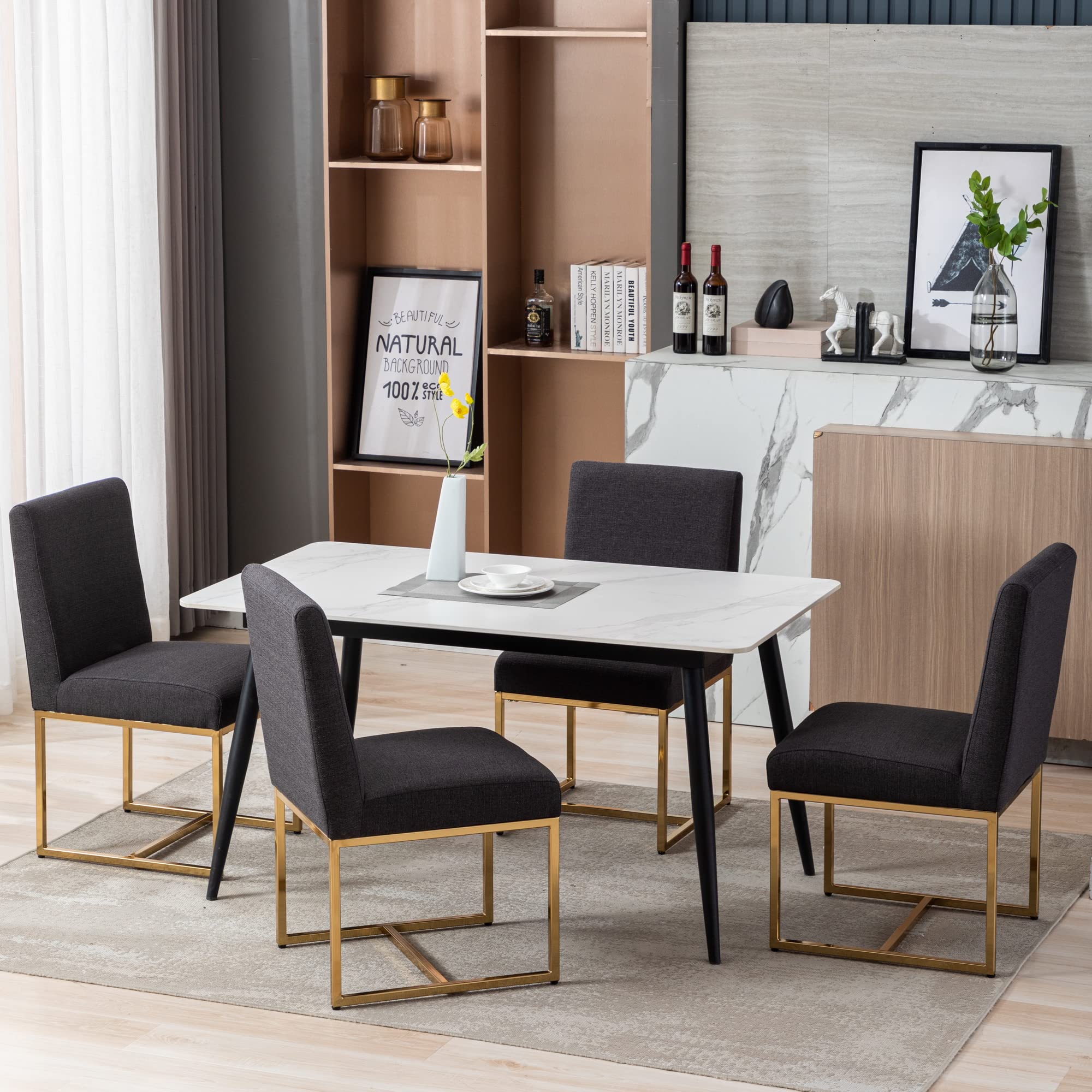 Amazon｜ミッドセンチュリーモダンダイニングチェア2脚セット、リネン