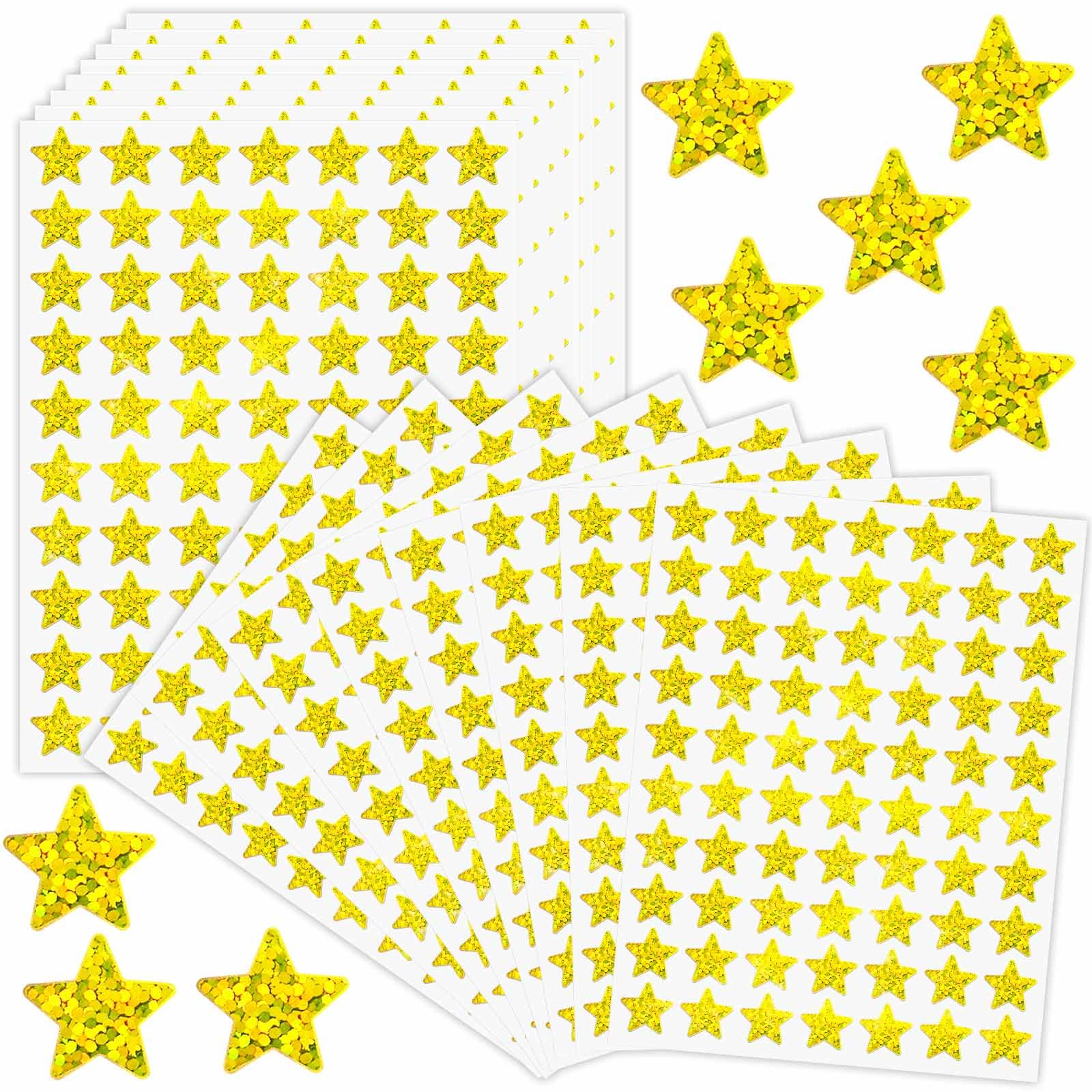 2240 PCS Gold Star Stickers Rewards Stickers for Children, Holographic Glitter Stars Stickers for Reward Chart, Gold Stars Stickers for Kids, Teachers, Calendars, Classroom, Home, Office