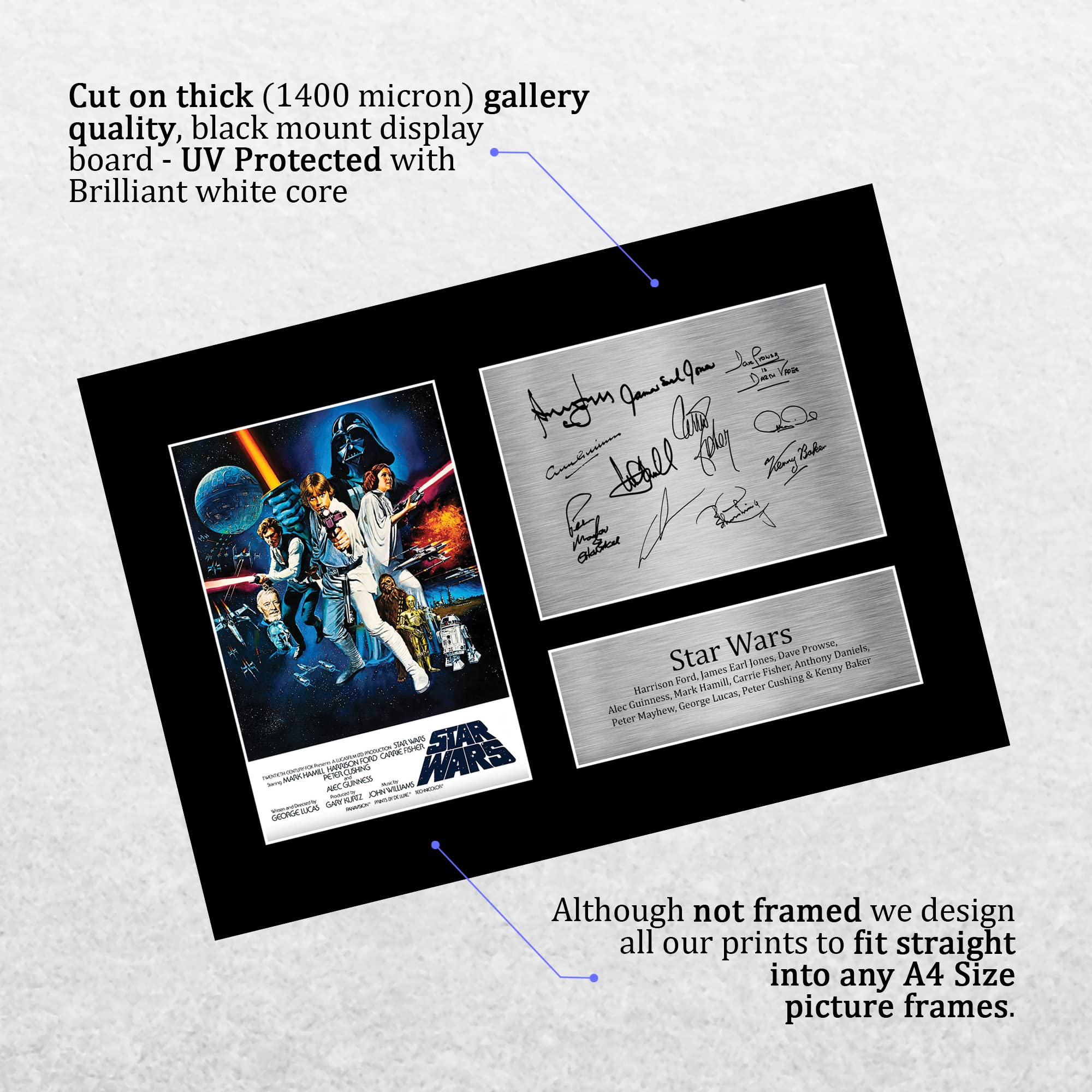 HWC Trading A4 Star Wars New Hope Cast Mark Hamill, Carrie Fisher - Image 3