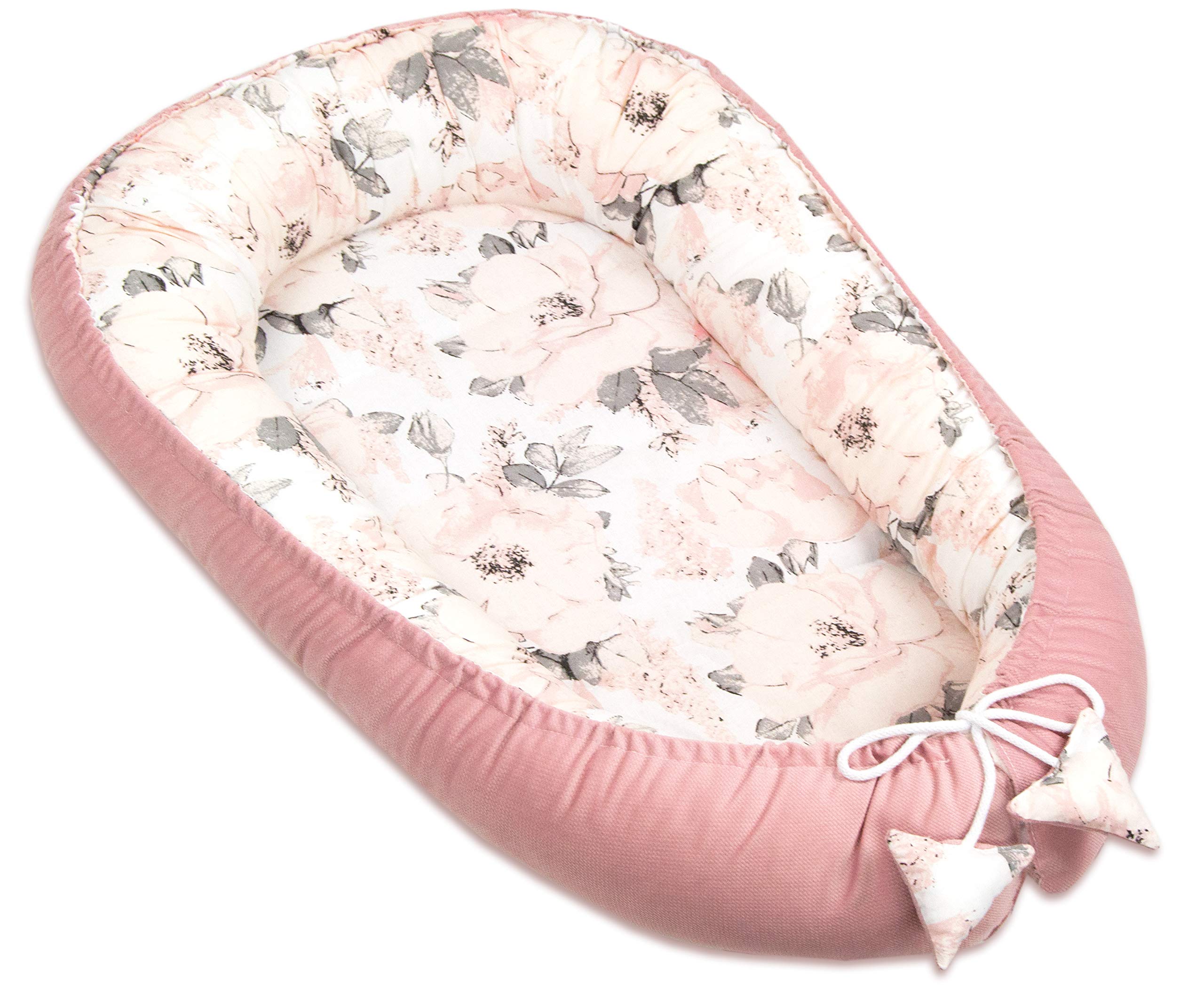 Pimko Terciopelo multifuncional para niños, reductor para cama de bebé, cuna de viaje, de algodón, 55 x 90 cm (rosa)