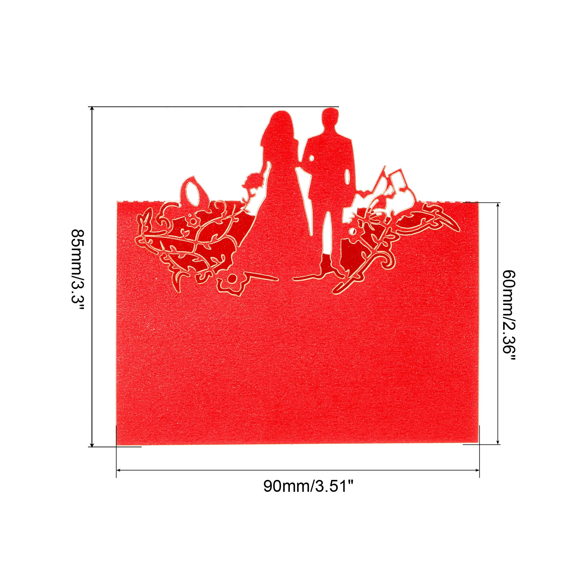 Tafelnaam plaatskaarten, 50 stuks gunst decor holle mensen gesneden ontwerp lege kaart voor bruiloft partij zitplaatsen plaats kaarten, wit (kleur: rood