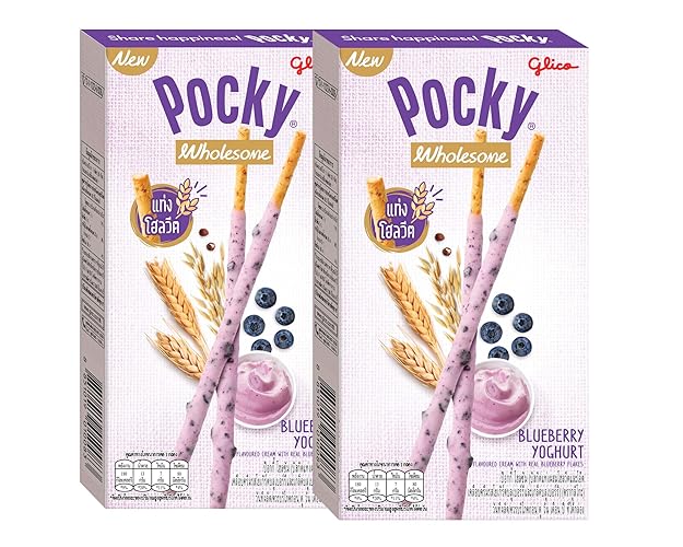 Glico Pocky Fruity Biscuit Stick Coated with Blueberry Taste (35 G. X 2 Boxes) - Blueberry - 1.23 Ounce (Pack of 2)