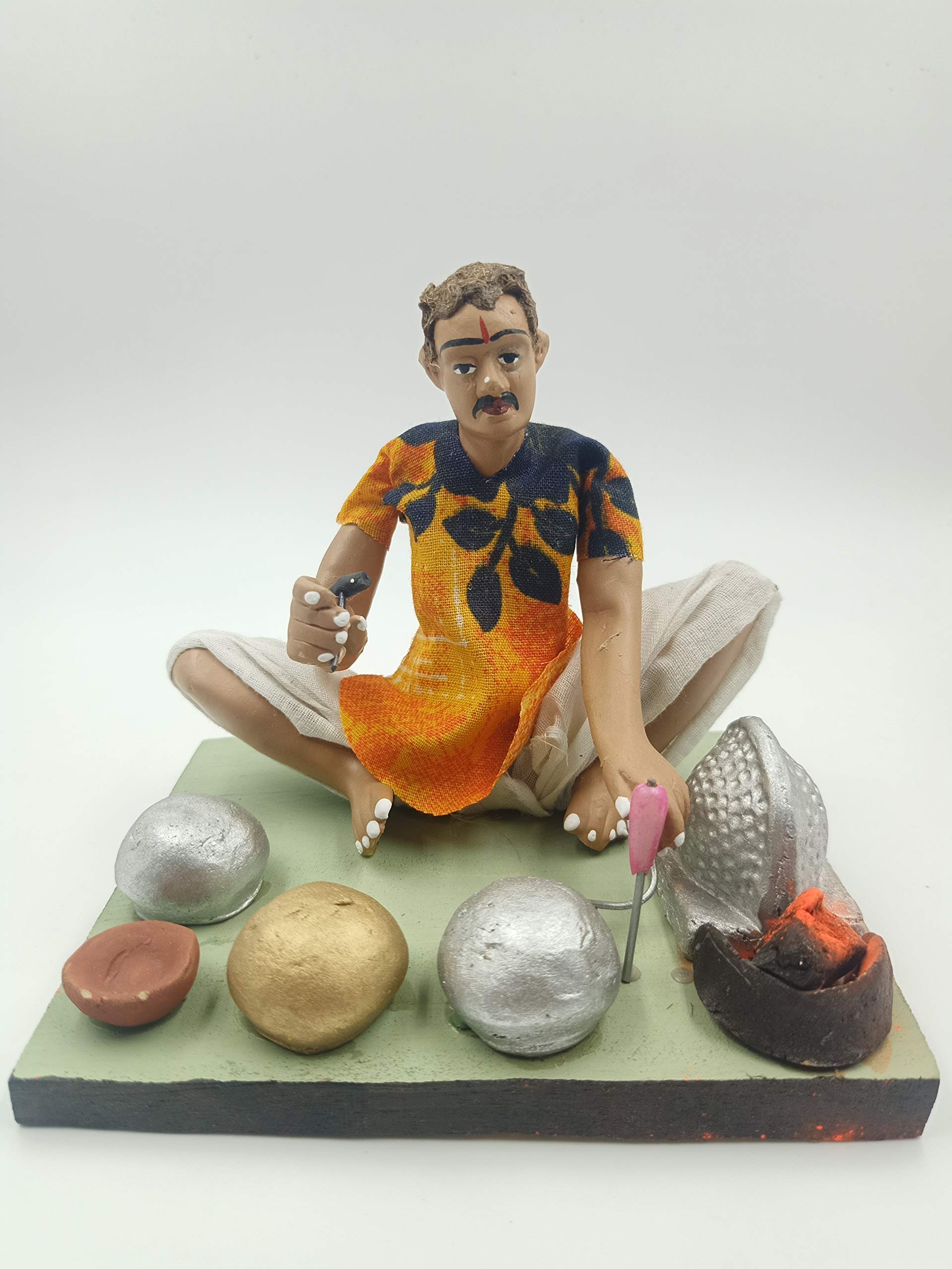 calcuttacollectibles "Krishnanagar Miniature Terracotta Clay Dolls" - Bengali Utensils Maker