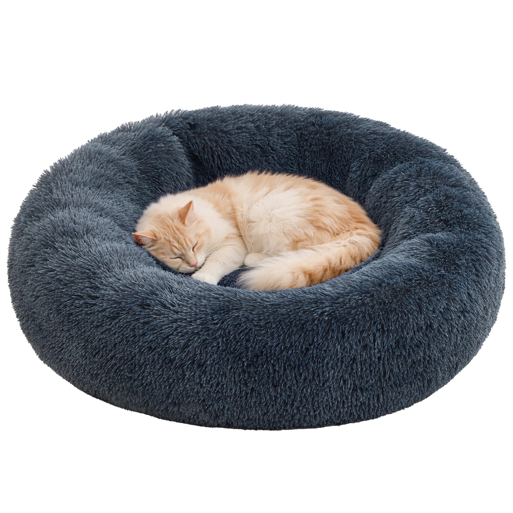 Pisi Bili Hundebett Katzenbett 50 cm Waschbar flauschig orthopädische Hundebetten große und kleine Hunde Katzenschlafplatz für Katzen Donut (Dunkelgrau 50 cm)