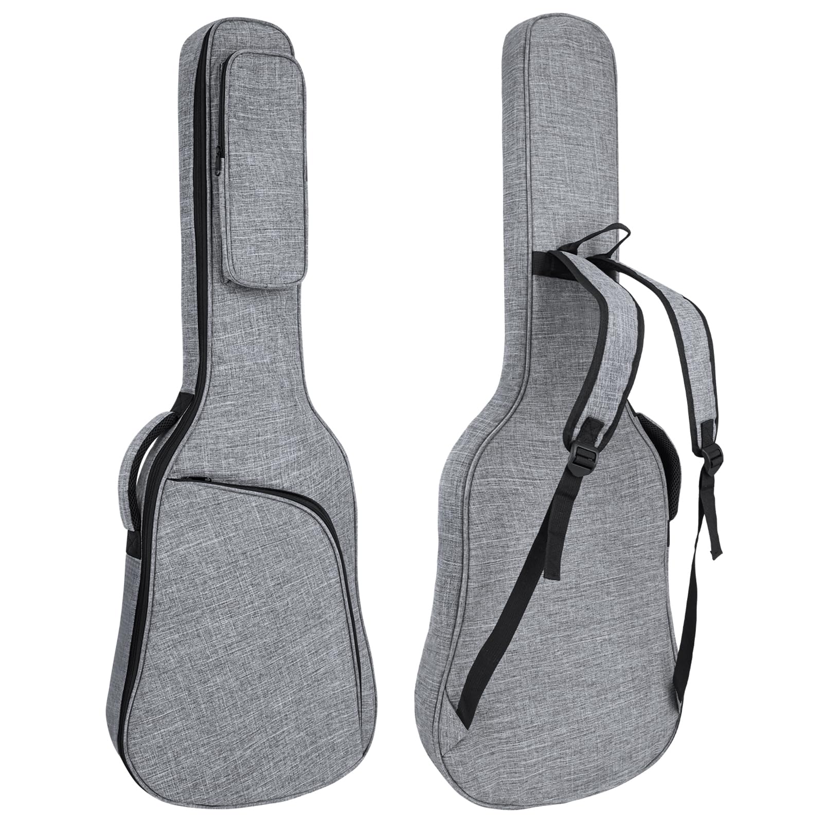 MUZTOP 39 Inch Electric Guitar Bag Soft Guitar Case, 11 MM /0.4in Thick Padded Electric Guitar Gig Bag Guitar Backpack with Pockets, Grey