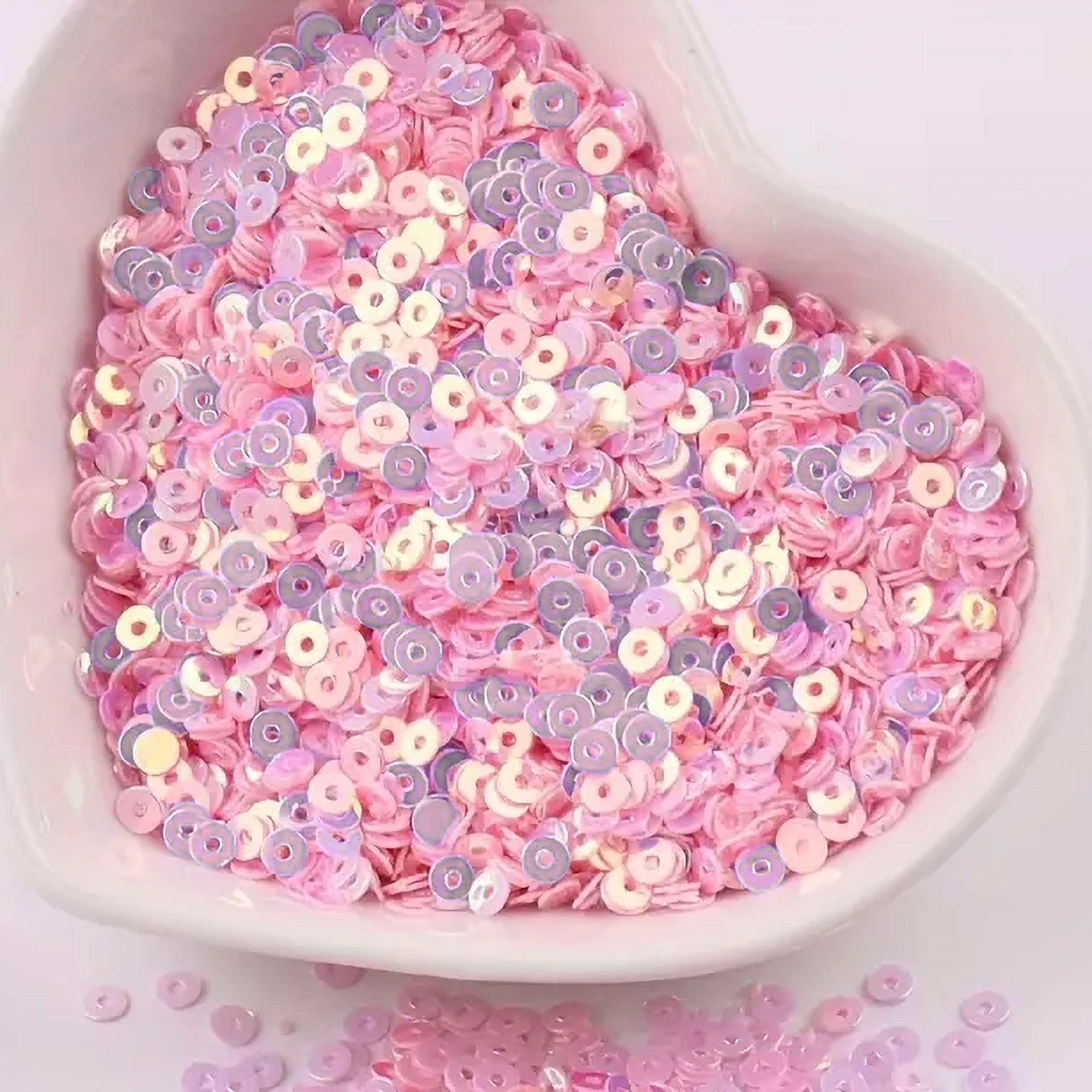 INDIKONB Sequins Round Shape 4mm | Sitara Sequins with Holes for Embroidery, Crafts & Scrapbooking | Decorative Sequins for Embroidery Work, Craft Projects, DIY Scrapbooking & Accessories | Pack of 100 gms (3000 pcs) (Light Pink)