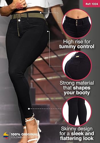 Miniatura 3 de LT.ROSE Jeans colombianos de talle alto Pantalones Colombianos Levanta Cola Jeans con levantamiento de glúteos para mujer