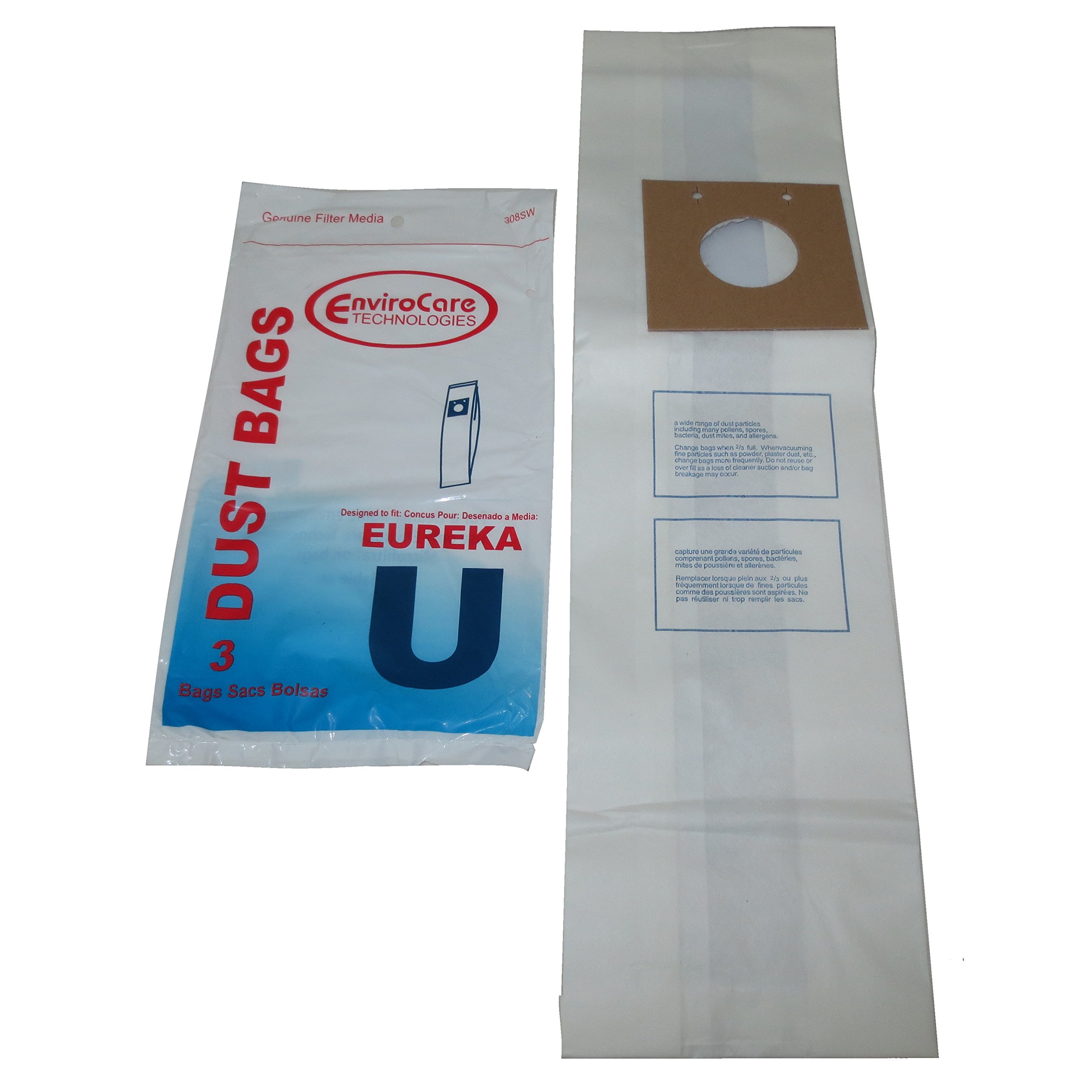 Sacs d'aspirateur Eureka Type U Envirocare pour un nettoyage complet de la maison x45