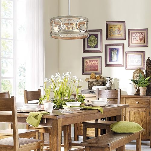 Miniatura 9 de Candelabro moderno, lámpara colgante de granja de 13 pulgadas, lámpara de techo para dormitorio, sala de estar, cocina, lámpara colgante de metal de