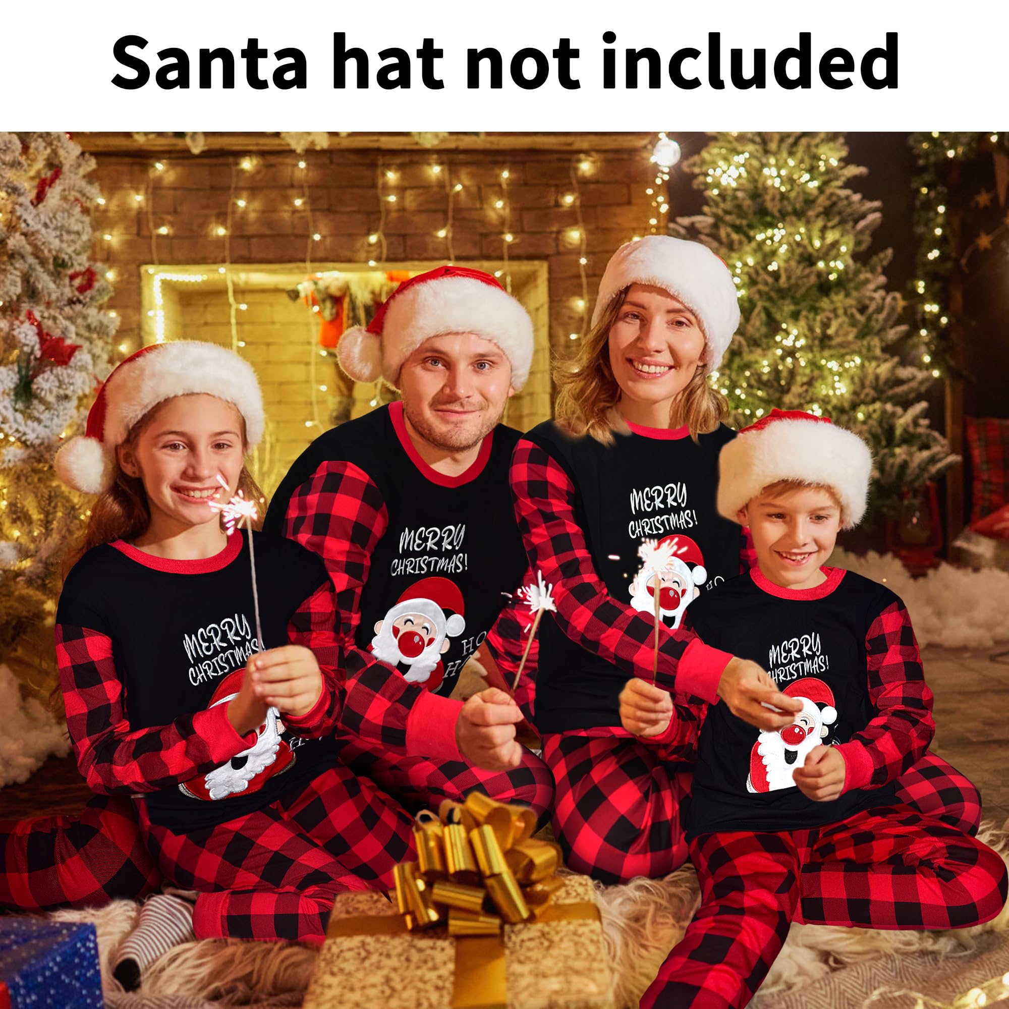 GRPSKCOS Pijamas de Navidad para la familia, conjunto de pijamas familiares a juego, pijamas de Papá Noel para hombres, mujeres, adultos y niños
