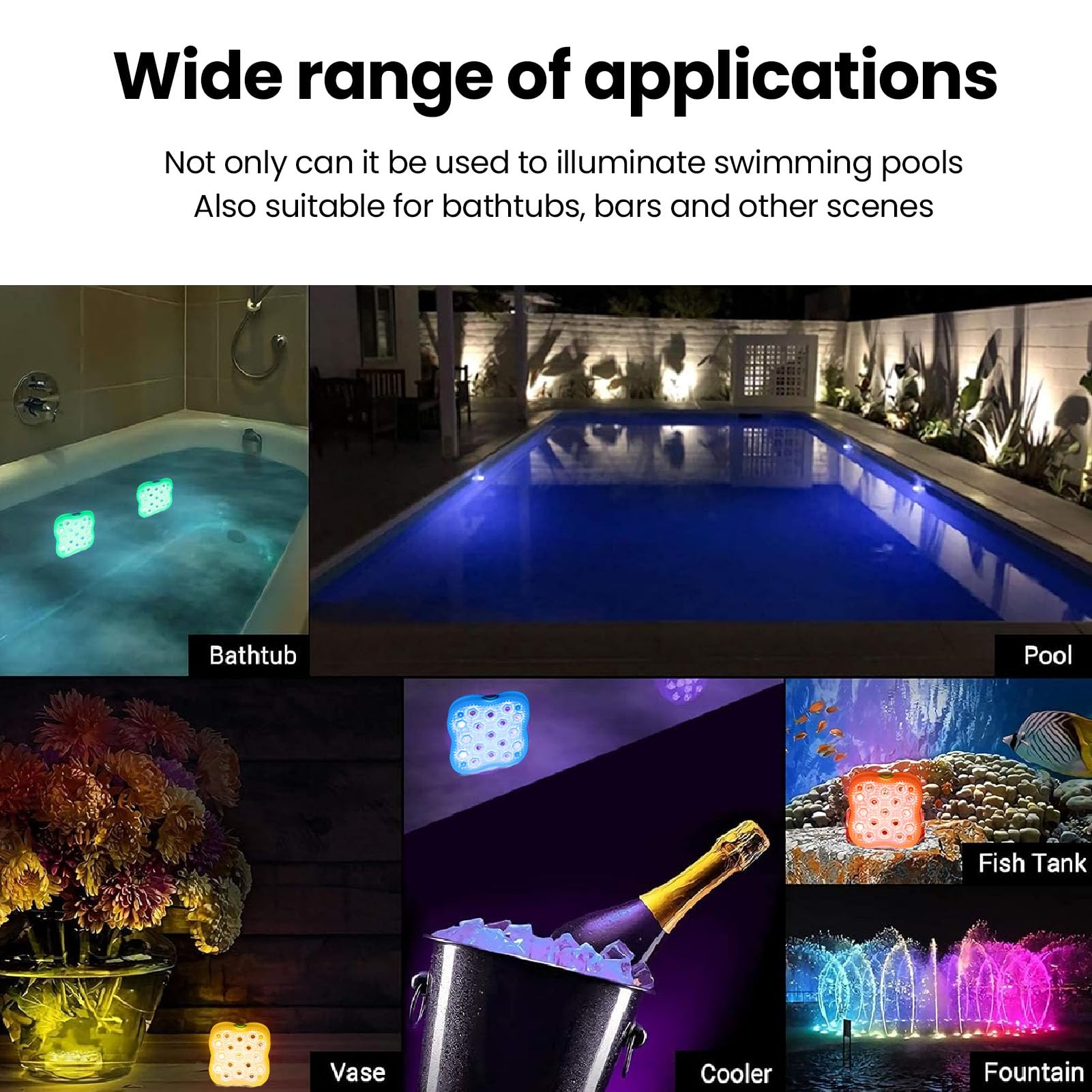 Luci per Piscina Multicolori Impermeabili IP68 Luci a LED Sommergibili 17LED con Telecomando per Vasca da Bagno