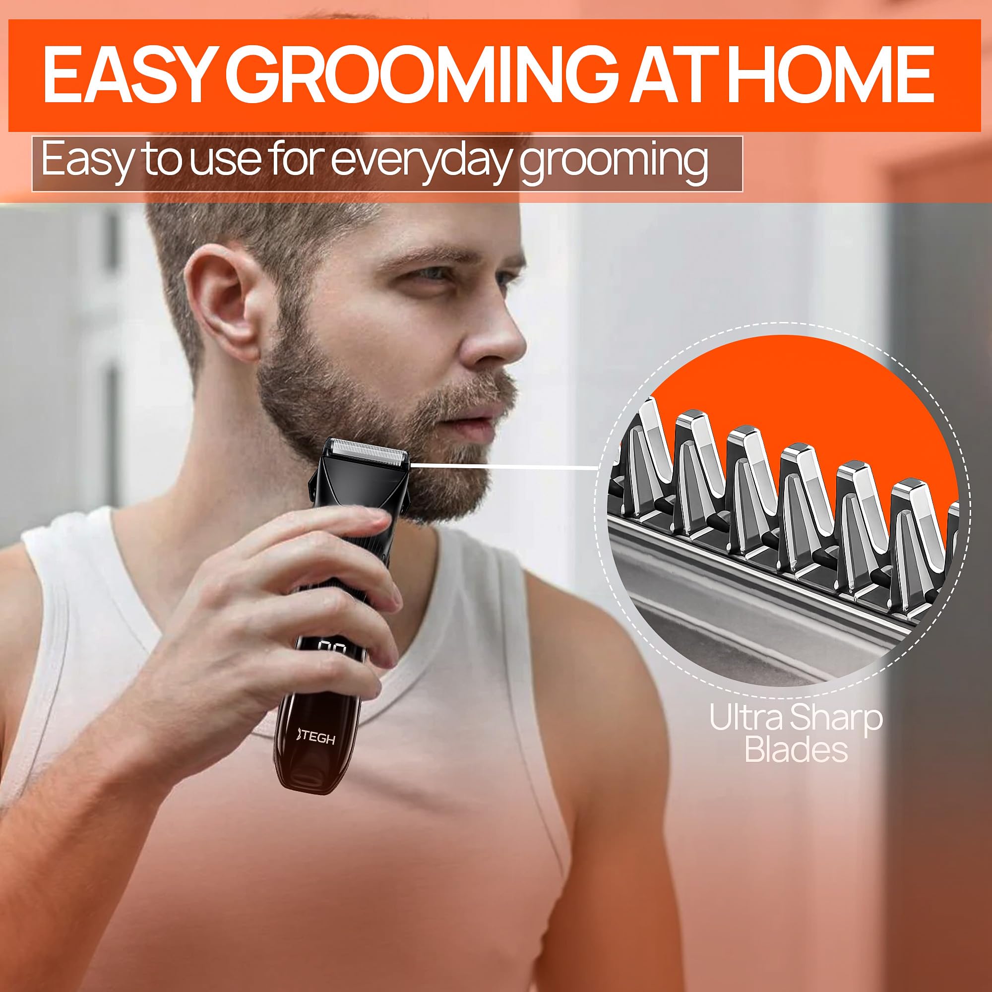 TEGH Corpo Capelli Inguine Trimmer Impermeabile Body Groomer Rasoio Ricaricabile Lama in Ceramica Pubica Capelli Trimmer Pelle--Friendly Rasoio Ascelle Torace Rasoio
