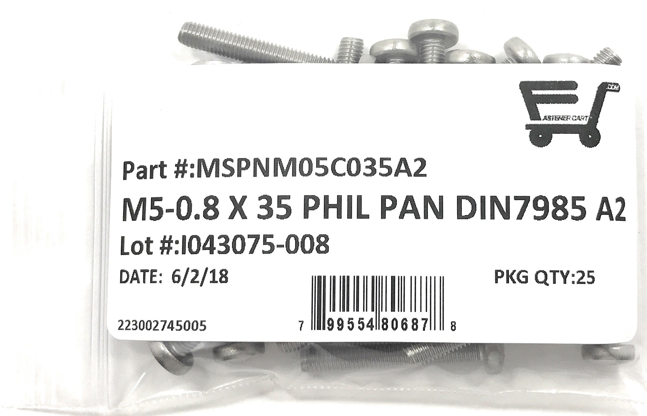 M5-0.8 x 35 Stainless Steel Phillips Pan Head Machine Screw
