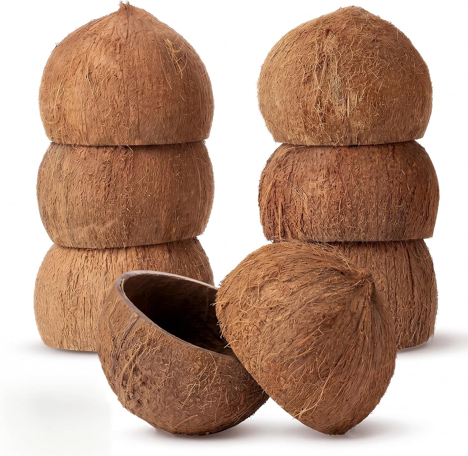 LemonRoad 8 Pcs Natural Coconut Shell Bowls 3.94-5.12", Hairy