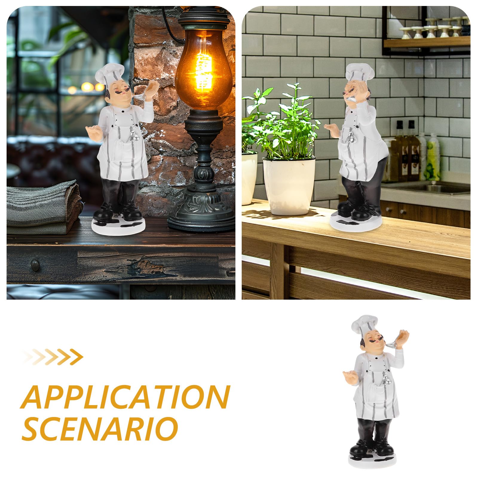 Abaodam Statuetta in Resina Mini Chef Europeo Ornamento da Chef per Decorazione Cucina Casa Ristorante e Bar Scultura da Tavolo Stabile e Divertente per Regali