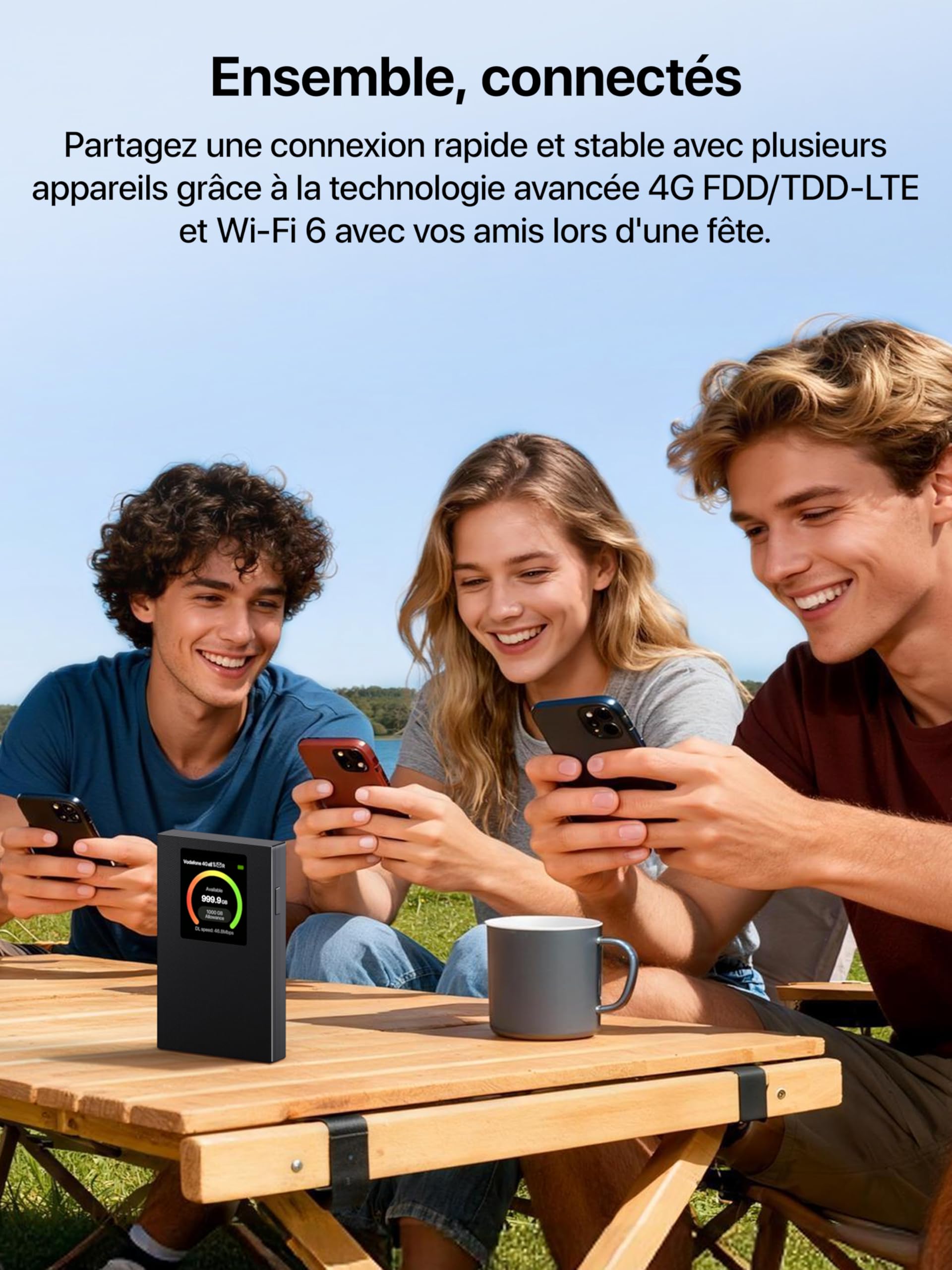 Tenda MF6 Routeur 4G SIM Portable WiFi 6 AX300Mbps Pocket WiFi MiFi 4G LTE CAT4 150Mbps Batterie 2100mAh USB-C WPA3