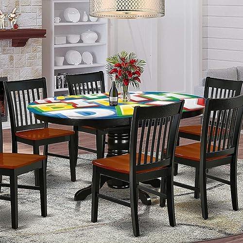 Miniatura 9 de XISUNYA Mantel ajustable ovalado para decoración de cumpleaños, de poliéster, con estampado de dibujos animados, para decoración de mesa, se adapta