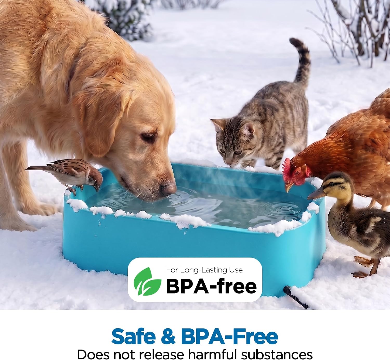 5.5L/1.45Gal Extra Large Heated Water Bowl, Indoor & Outdoor Winter Antifreezing Pet Heated Thermal Water Bowl Dish, Anti Chewy Cord, BPA-Free, Pet Products for Dog Cats Rabbit Chicken Duck Squirrel