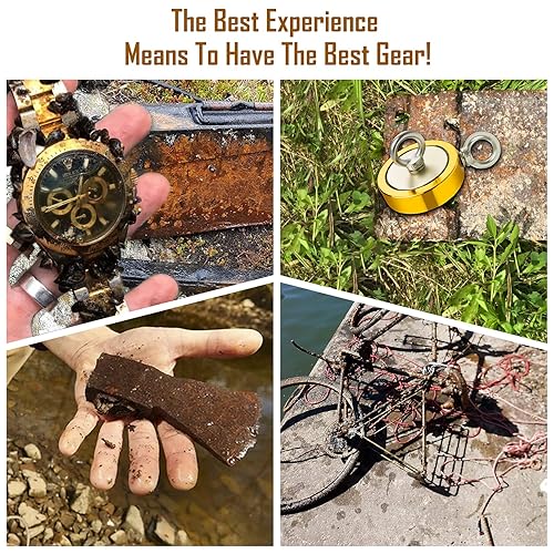 Miniatura 17 de FINDMAG Imán de pesca súper fuerte, fuerza de tracción de 1000 libras, imán de neodimio de tierras raras con ojal de agujero avellanado, imanes