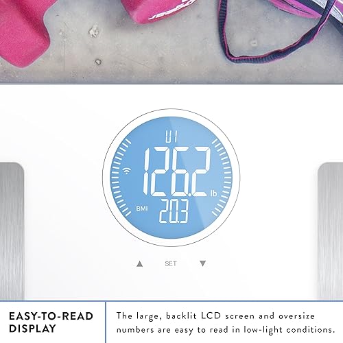 Miniatura 4 de Balanza inteligente Weight Gurus que se conecta con WiFi, mide la grasa corporal, con LCD retroiluminada, COMIN18JU033401, 1