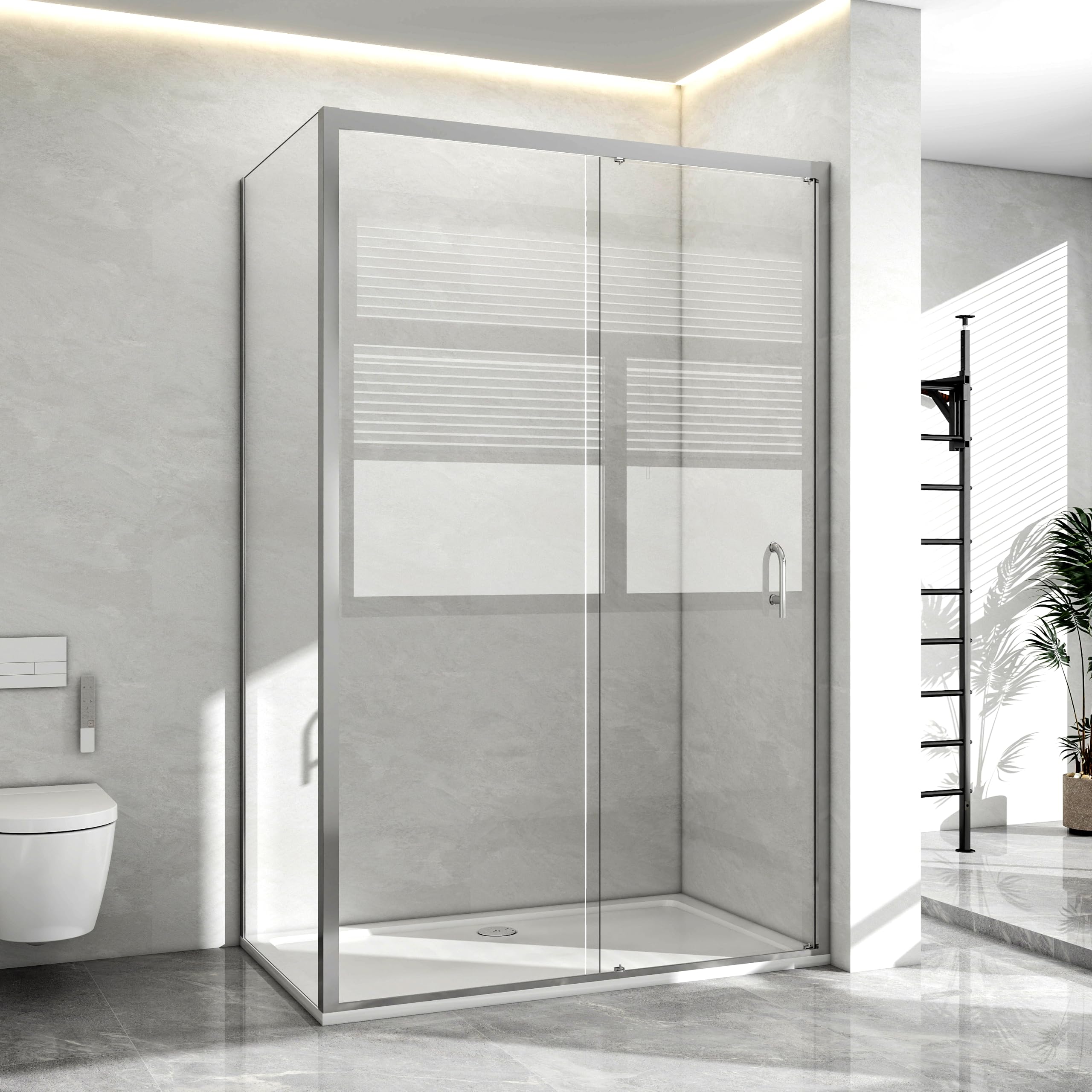 Stech Homes Chrome 1000Mm Reversible Sliding Shower Enclosure Cubicles, 1000X1000mm Shower Tray Included, 5Mm Toughened Glass Screen, Wet Room Bathroom Cubicle, Smooth Sliding Door, Shower Cubicle With Tray(Chrome)