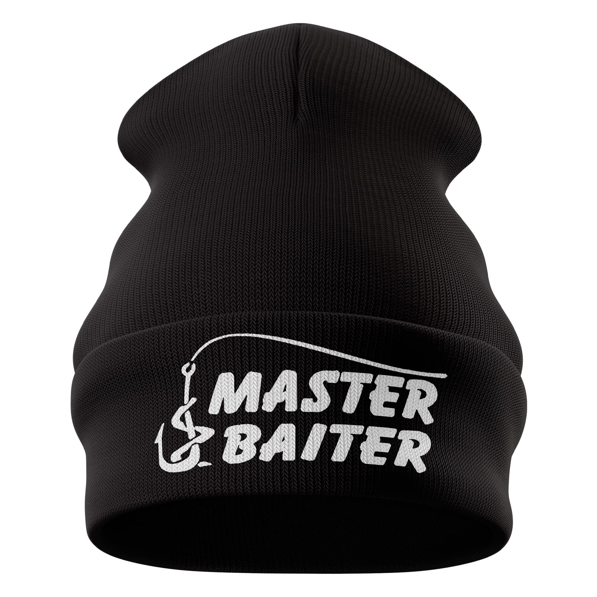 Master Baiter Beanie Funny Fishing Tackle Slogan Hat for Fishermen Birthday Gift for Men