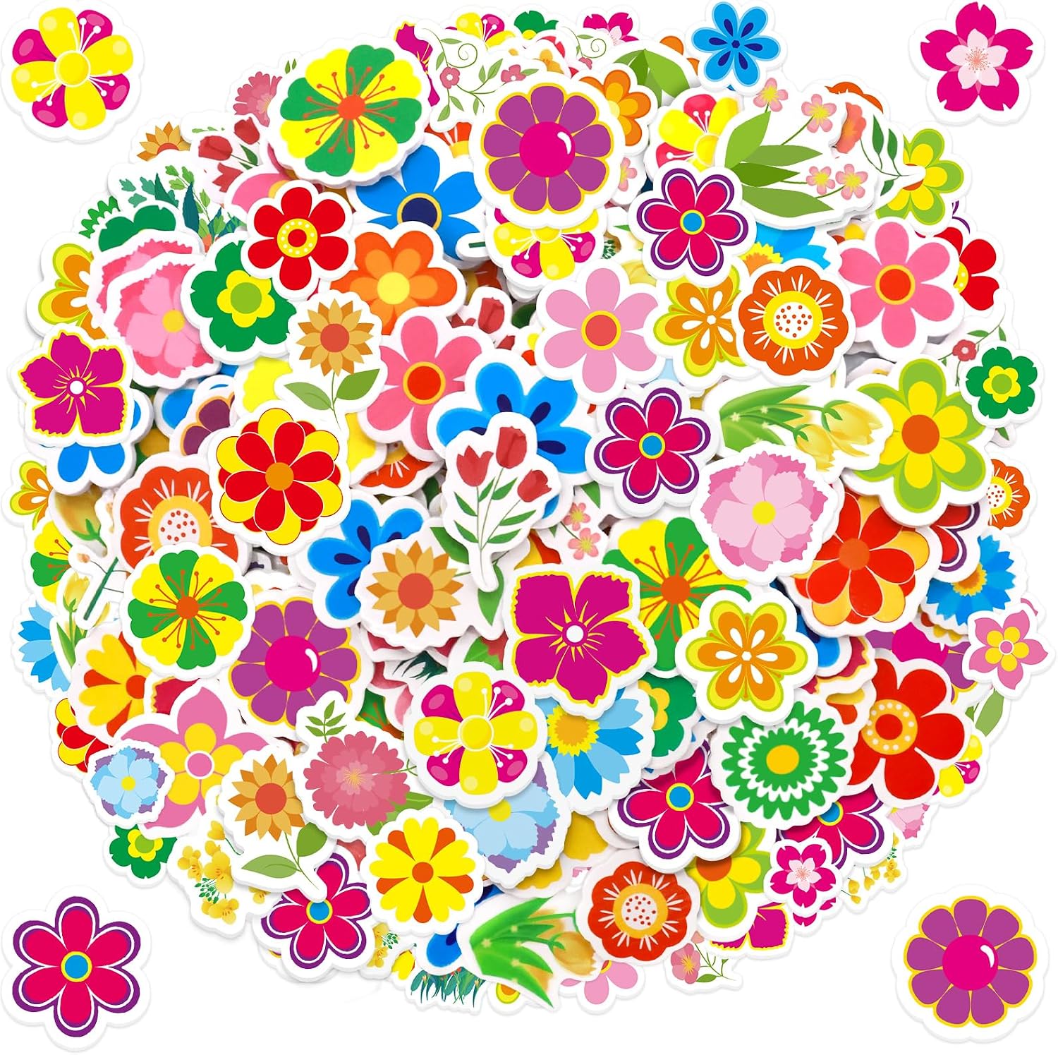 Fancy Land Flower Foam Stickers Colorful Self Adhesive Spring Foam Stickers Cartoon Flower Decorative Sticker for Kids Crafts Spring Summer Decorations Birthday Baby Shower Party Supplies 200Pcs